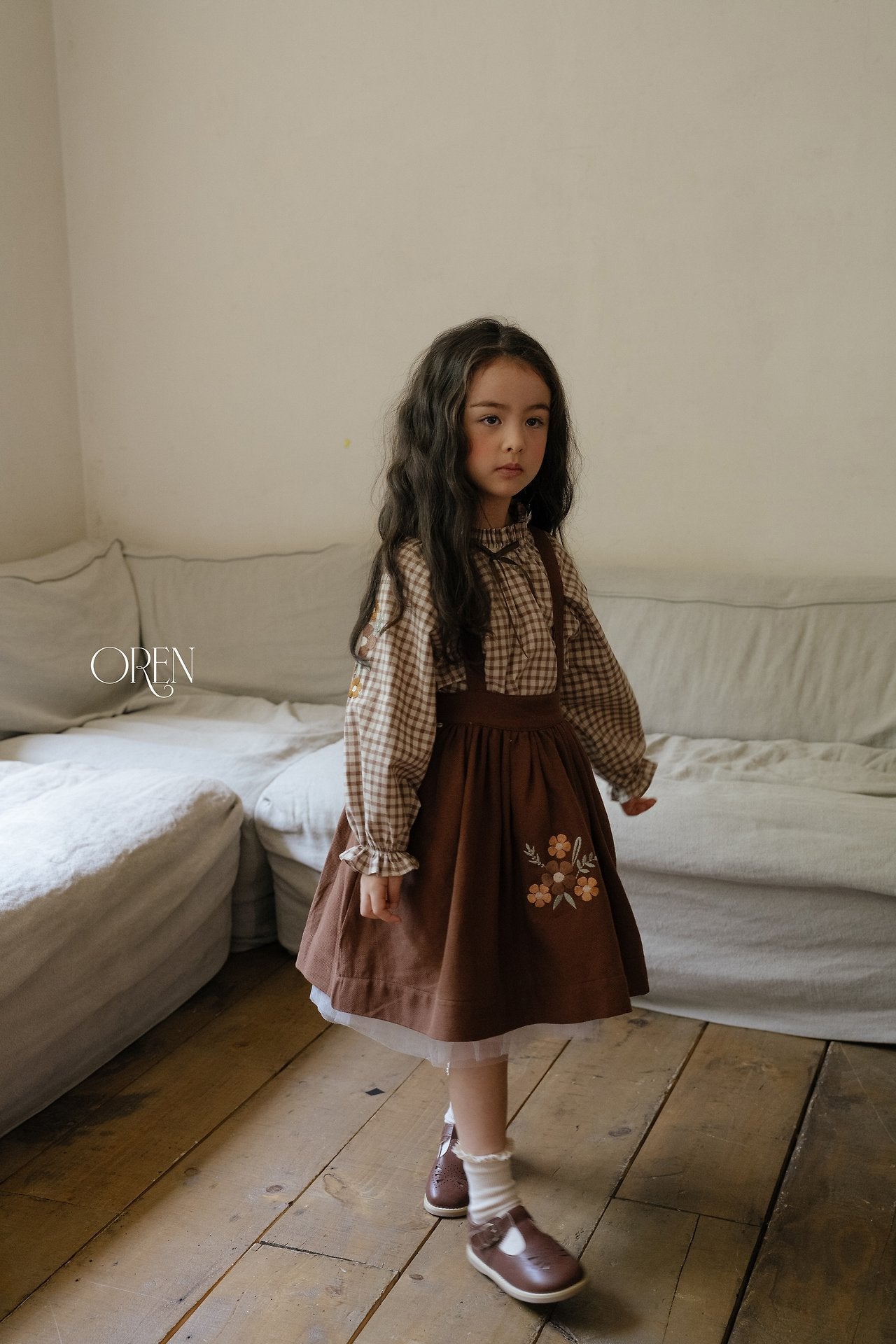 ［OREN］Autumn bloom suspender skirt