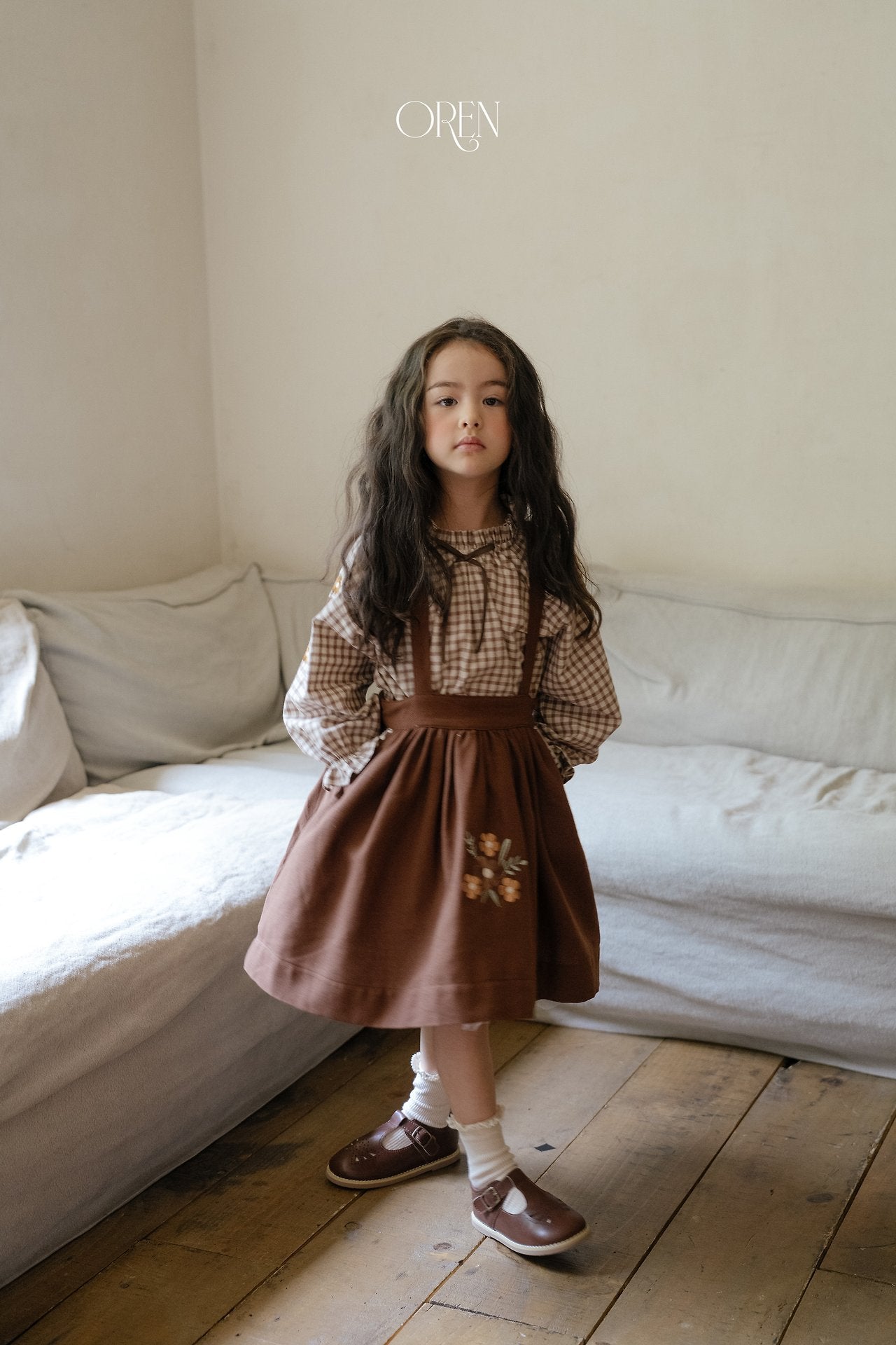 ［OREN］Autumn bloom suspender skirt