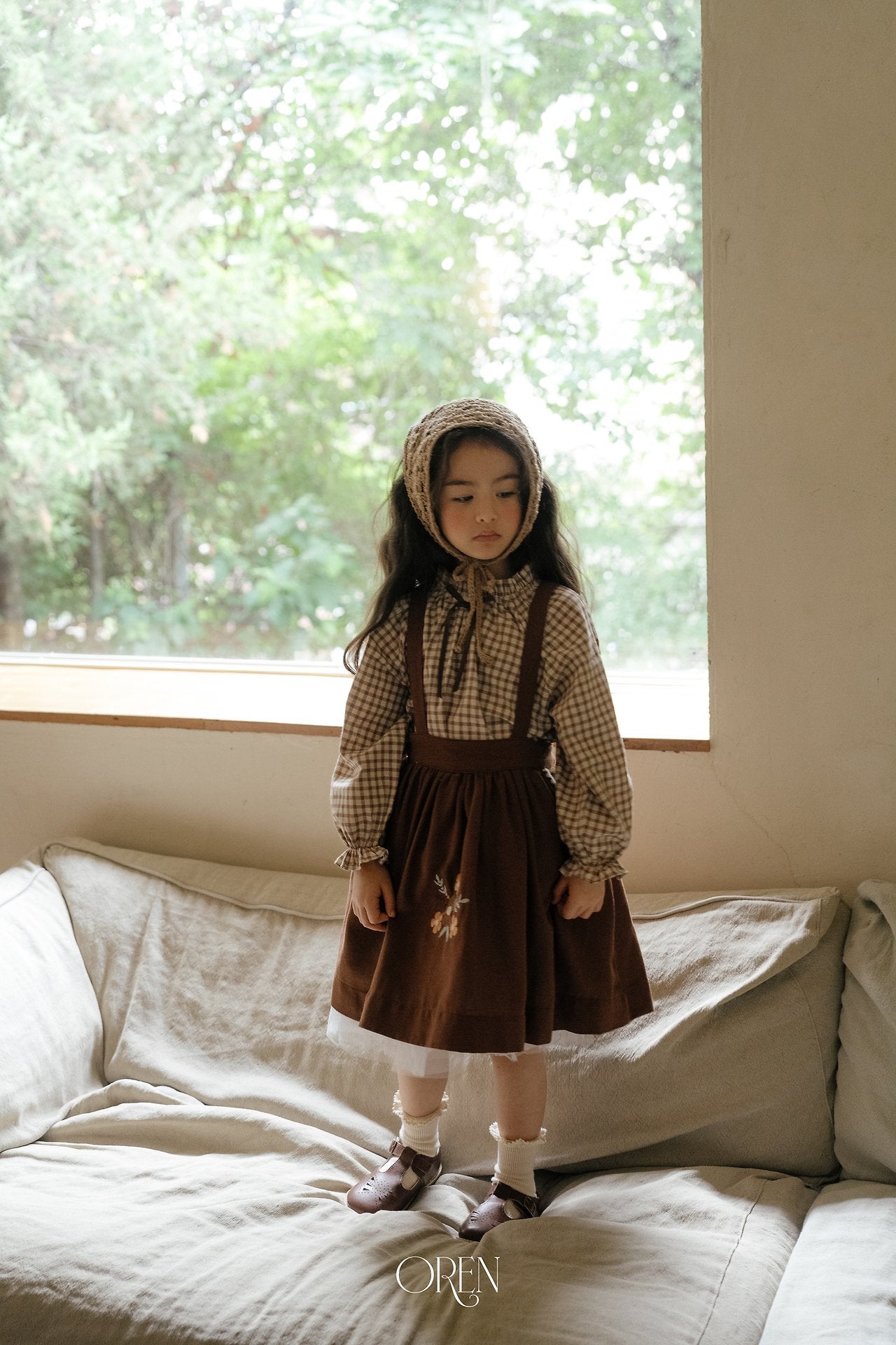 ［OREN］Autumn bloom suspender skirt