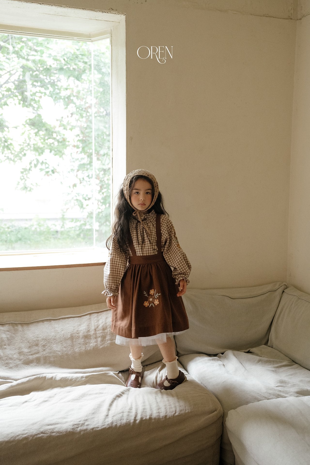 ［OREN］Autumn bloom suspender skirt