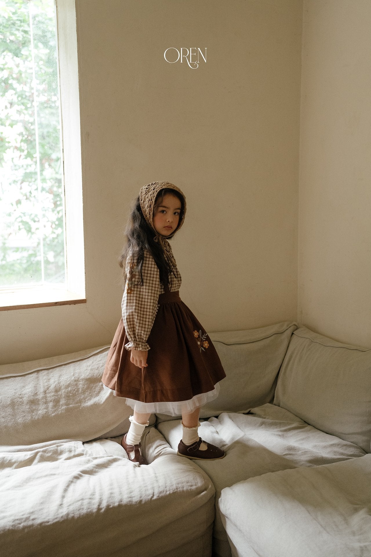 ［OREN］Autumn bloom suspender skirt