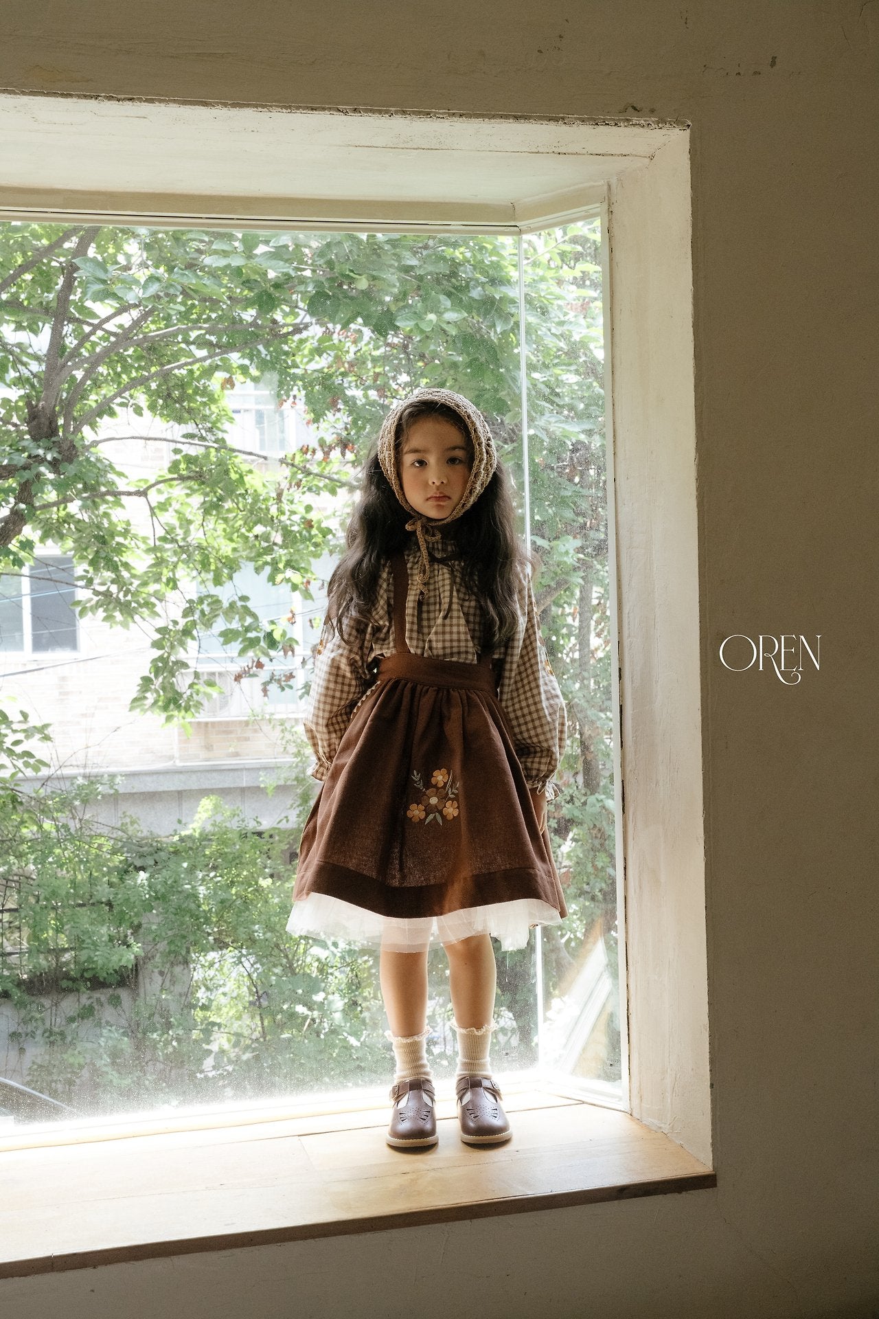 ［OREN］Autumn bloom suspender skirt
