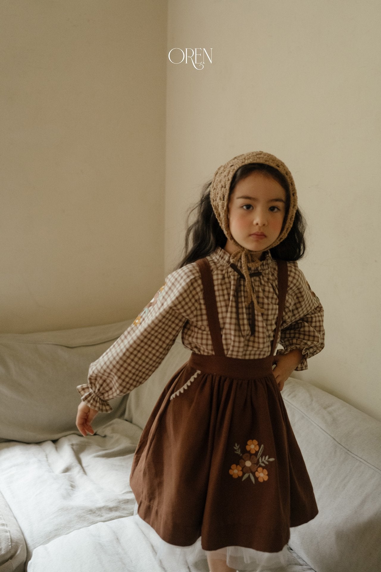 ［OREN］Autumn bloom suspender skirt