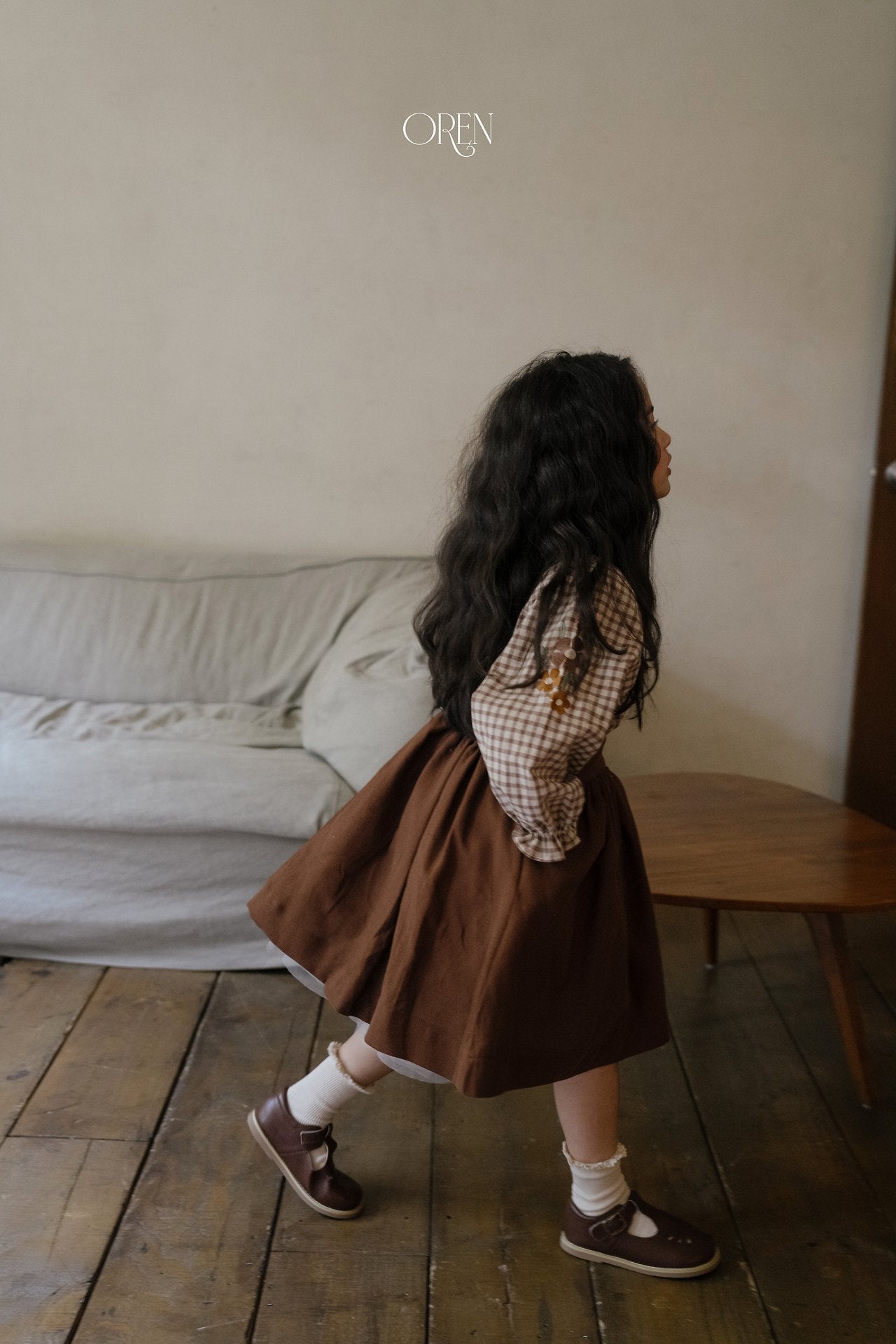 ［OREN］Autumn bloom suspender skirt
