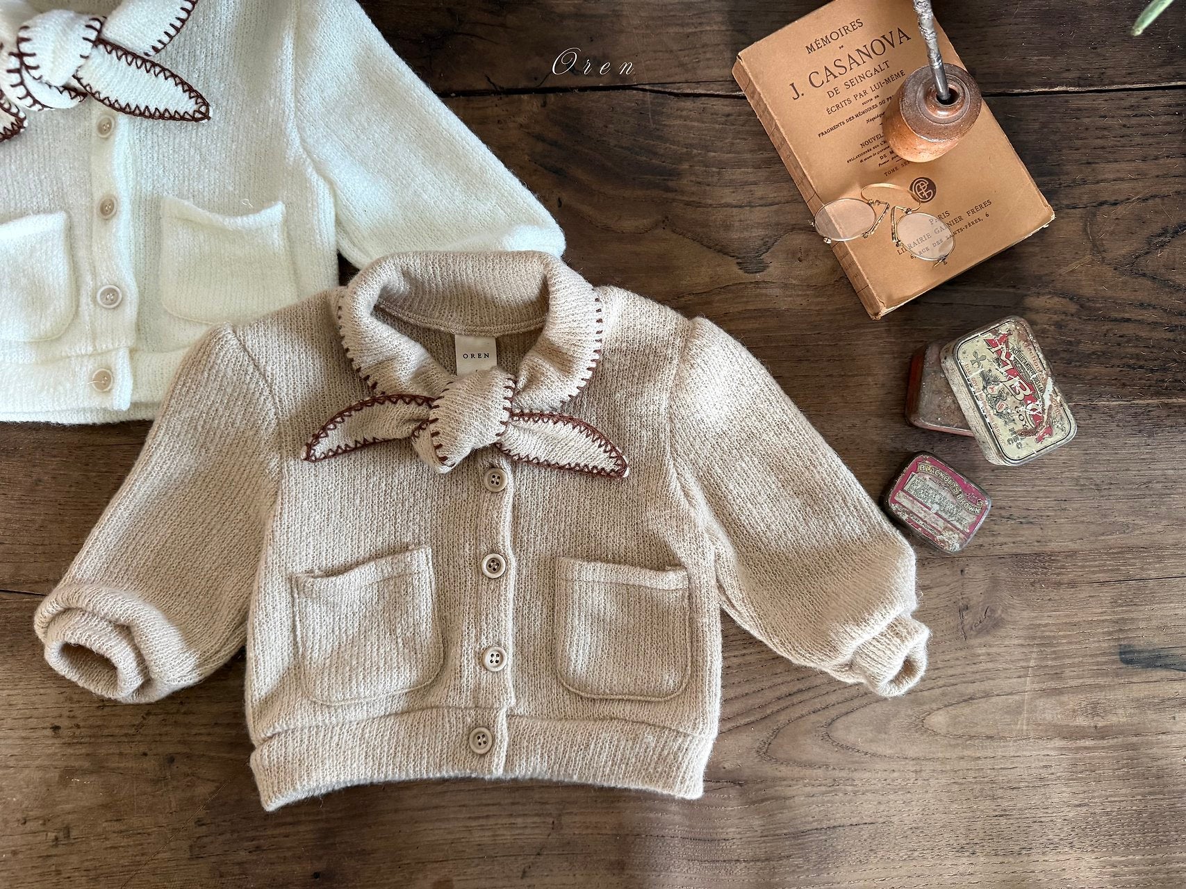 ［OREN］Manon knit ribbon cardigan