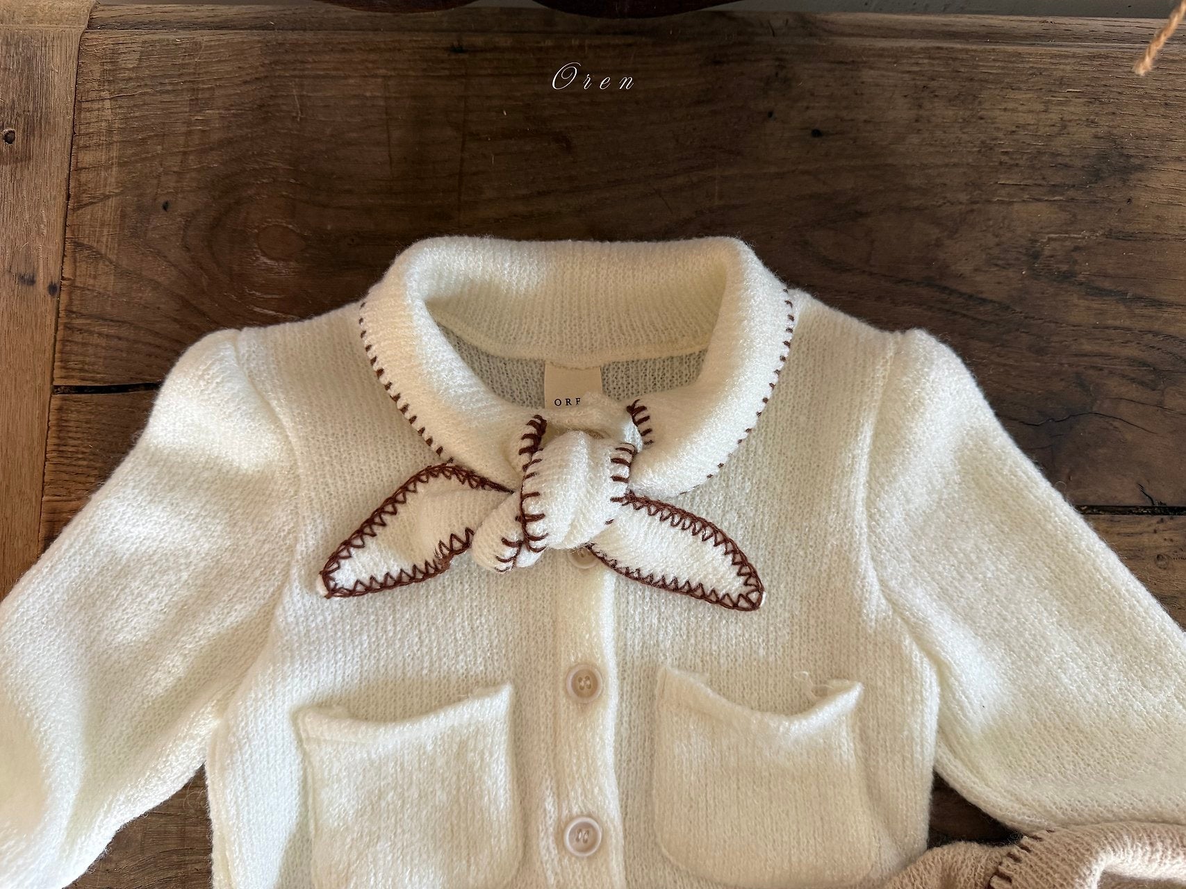 ［OREN］Manon knit ribbon cardigan