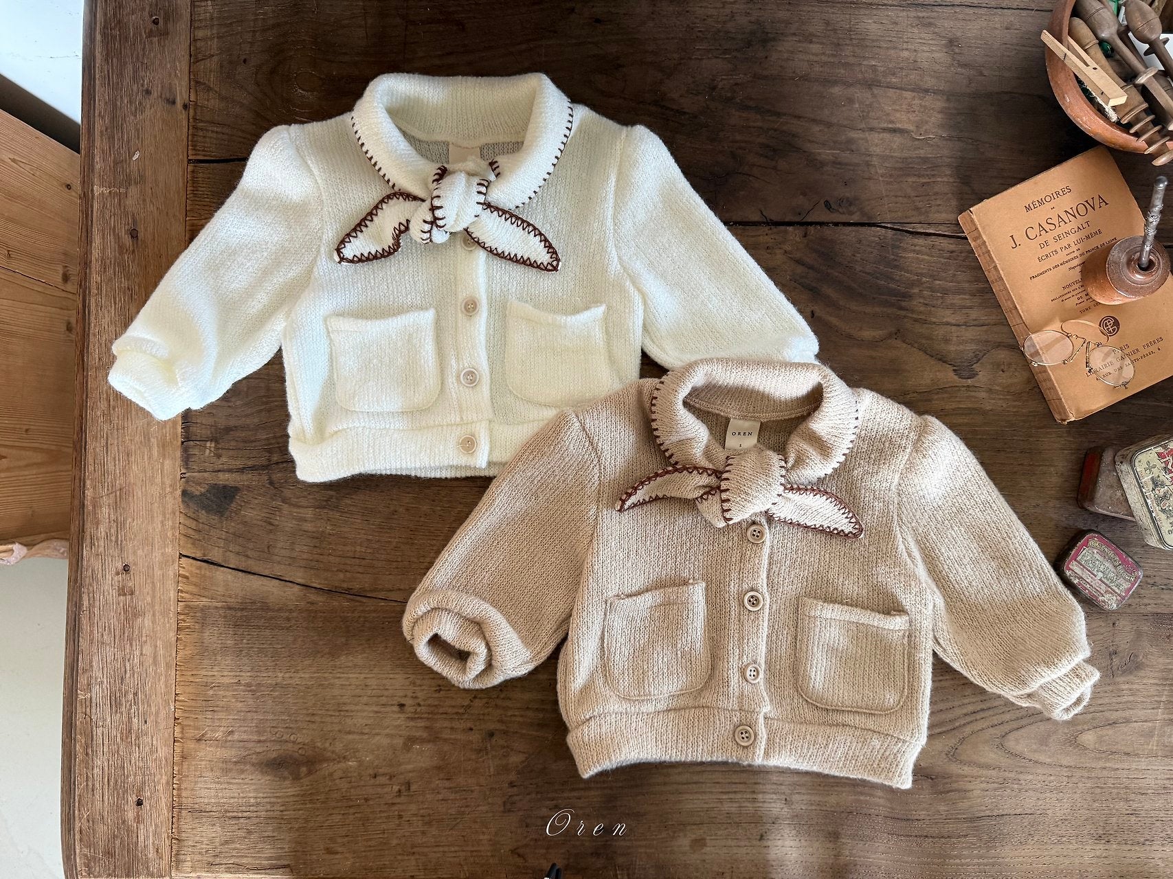 ［OREN］Manon knit ribbon cardigan