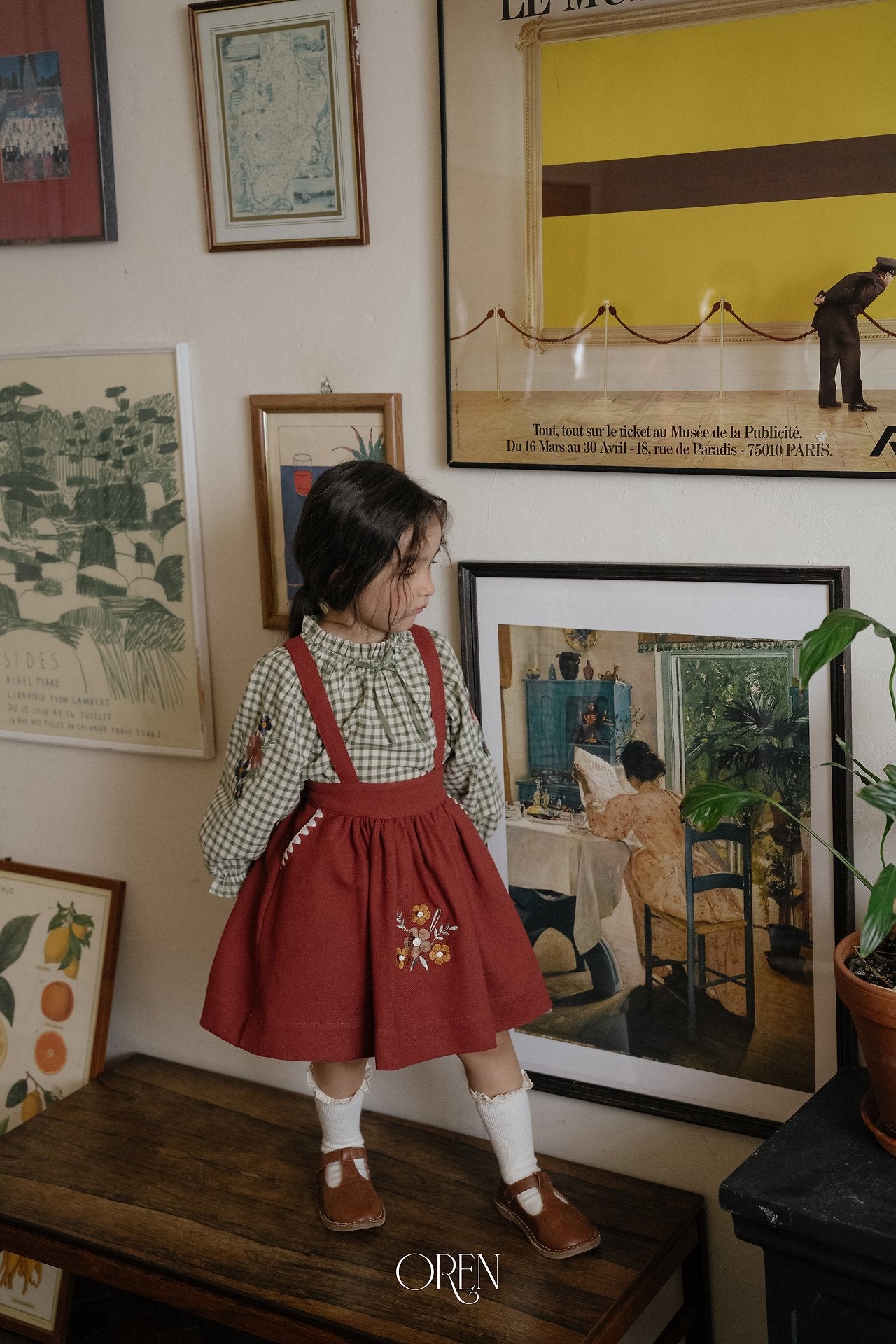 ［OREN］Autumn bloom suspender skirt