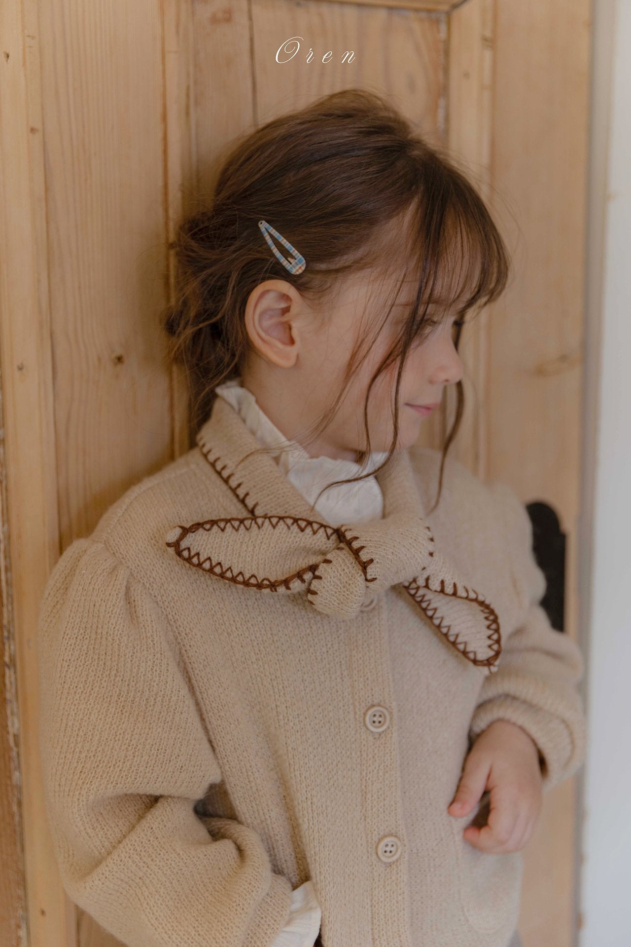 ［OREN］Manon knit ribbon cardigan
