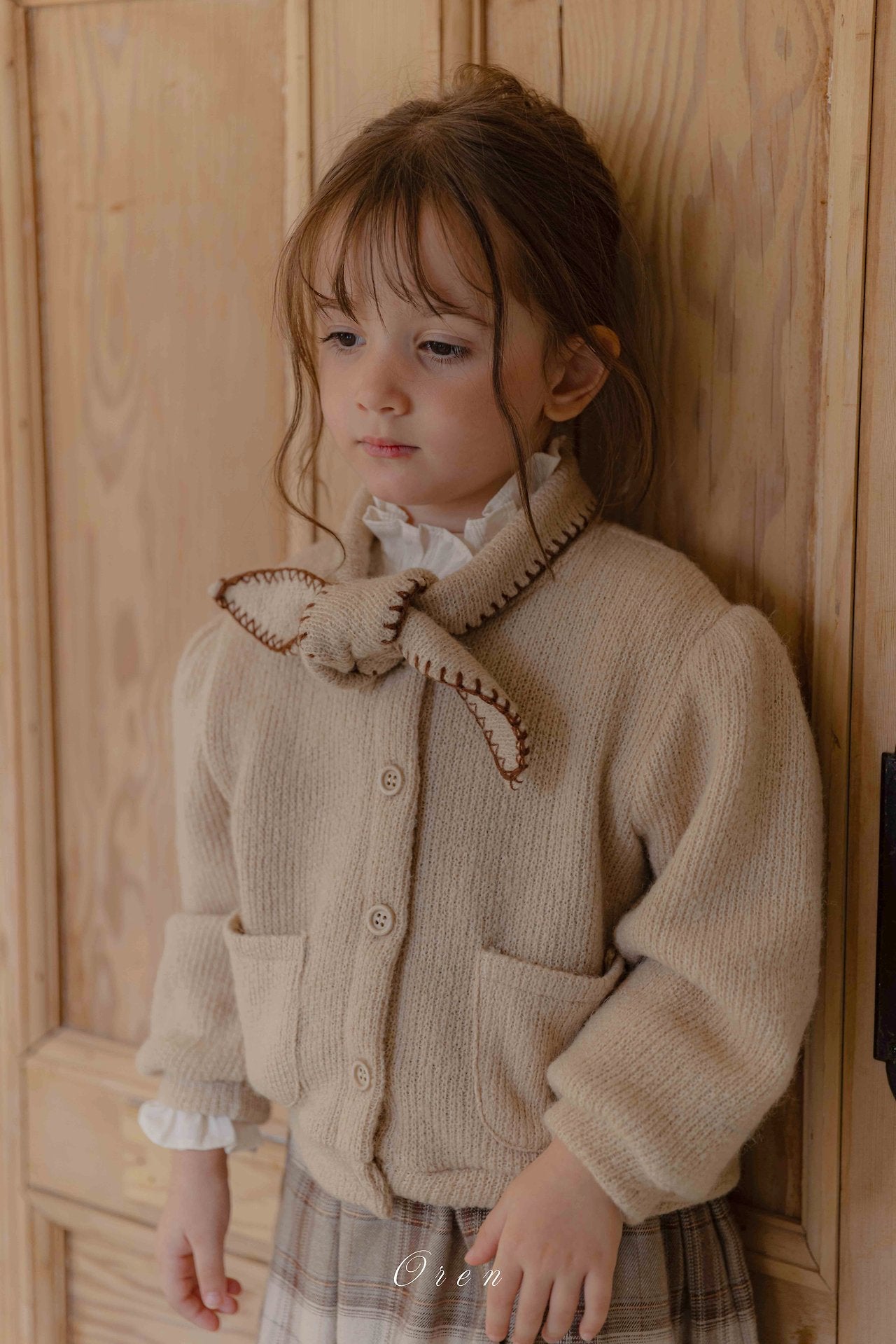 ［OREN］Manon knit ribbon cardigan