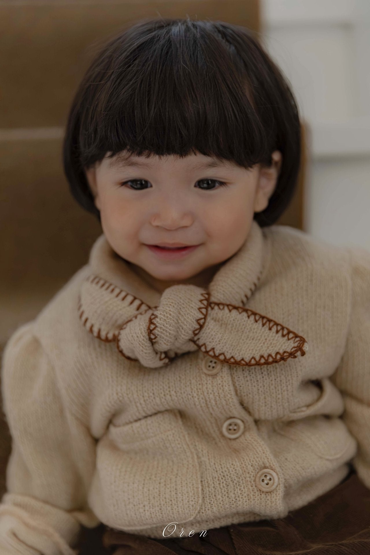 ［OREN］Manon knit ribbon cardigan