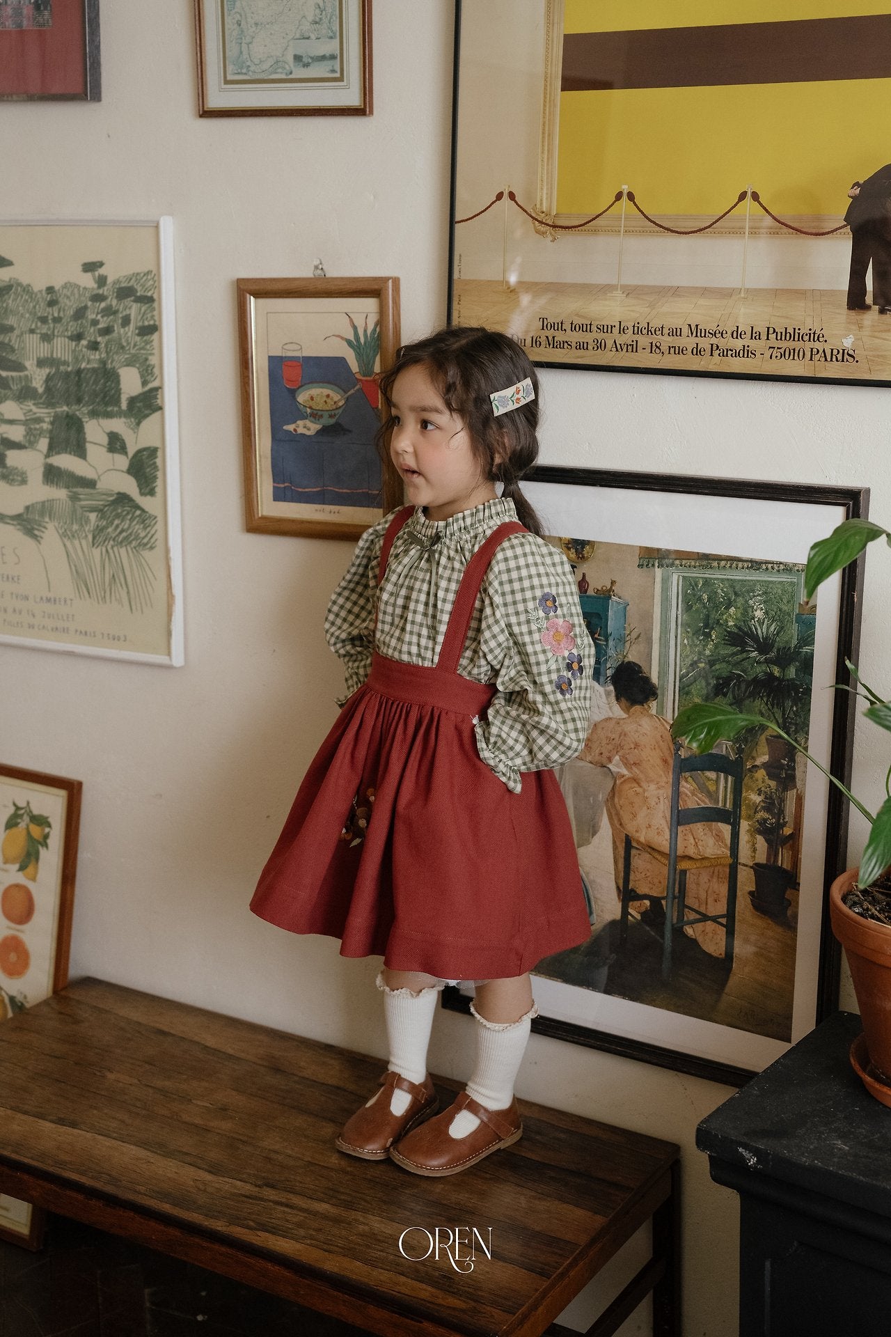 ［OREN］Autumn bloom suspender skirt