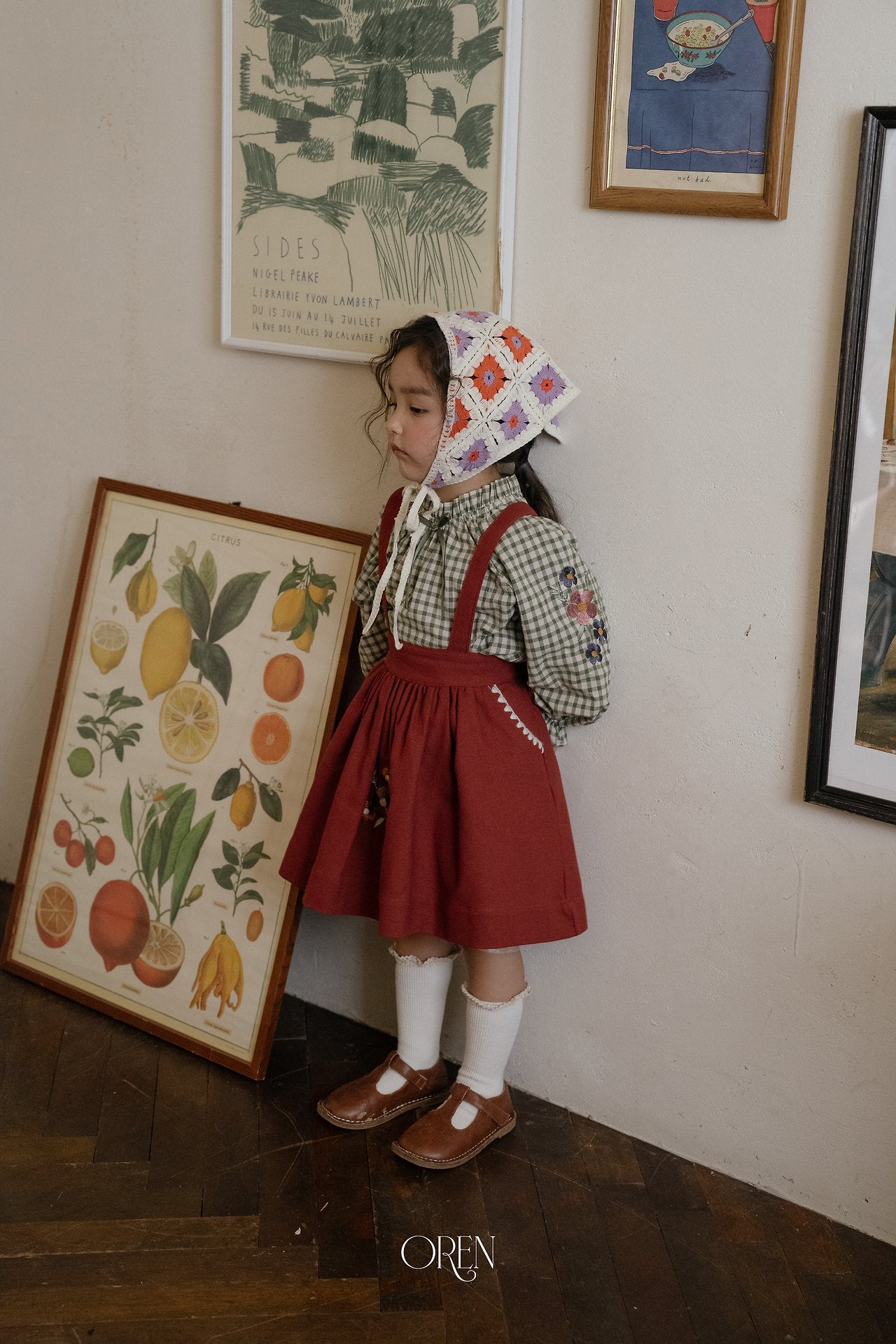 ［OREN］Autumn bloom suspender skirt