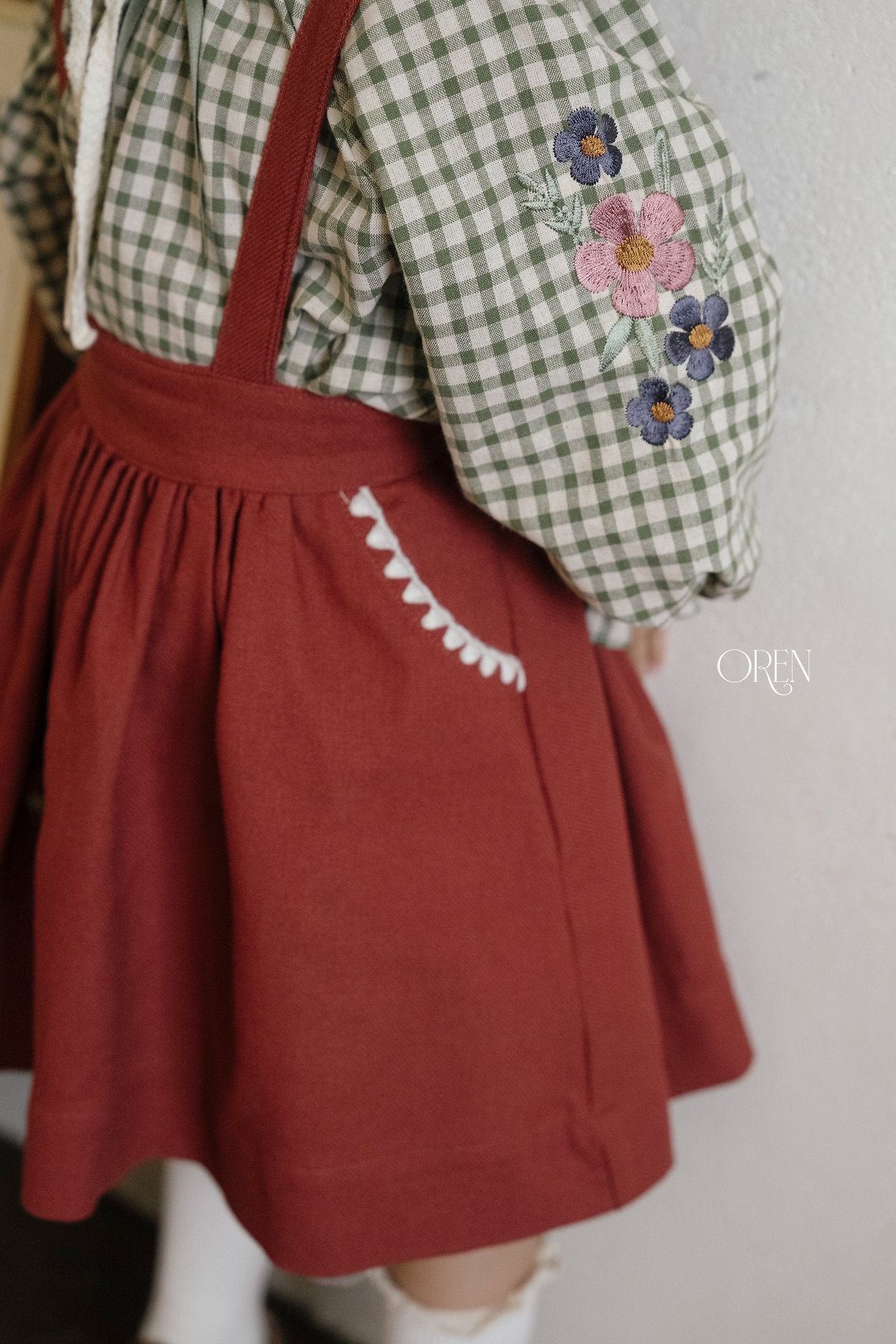 ［OREN］Autumn bloom suspender skirt