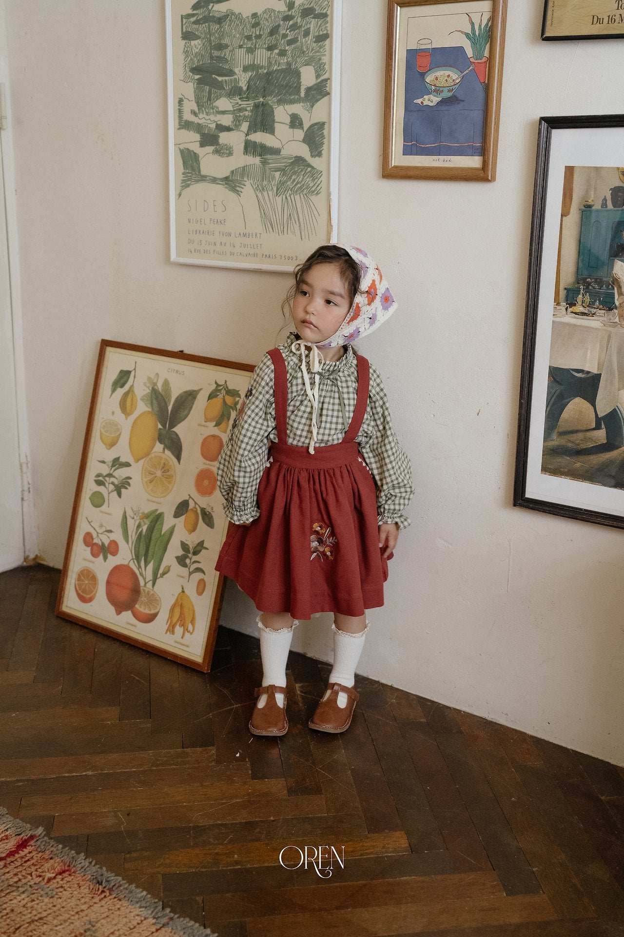 ［OREN］Autumn bloom suspender skirt