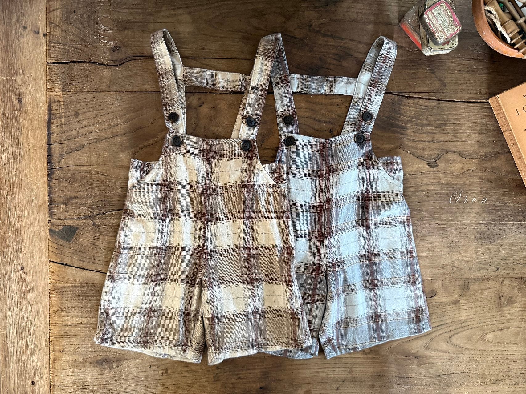 ［OREN］Leo classic check overalls