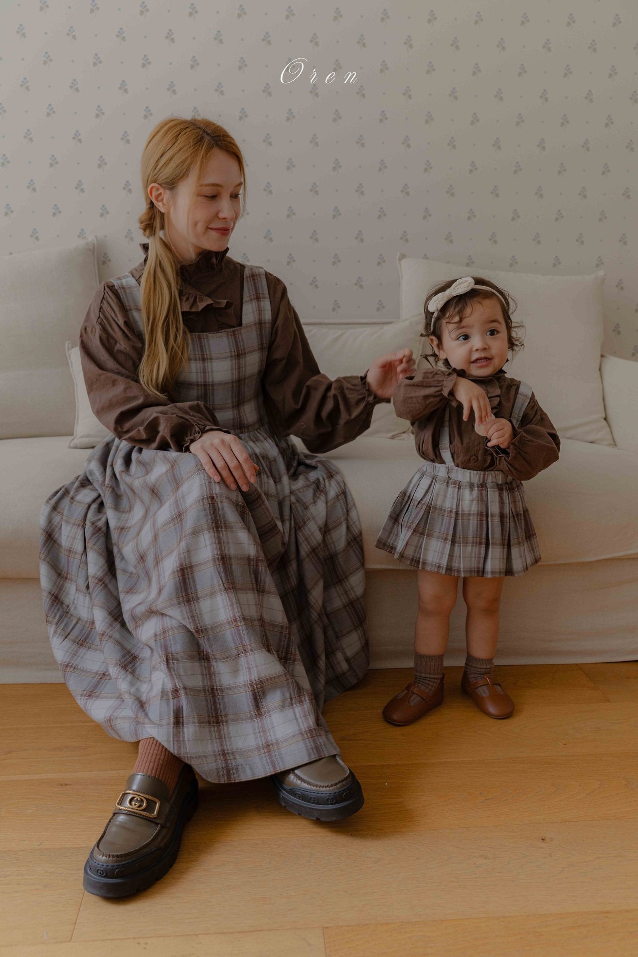 ［OREN］Leo classic check one-piece (mom)