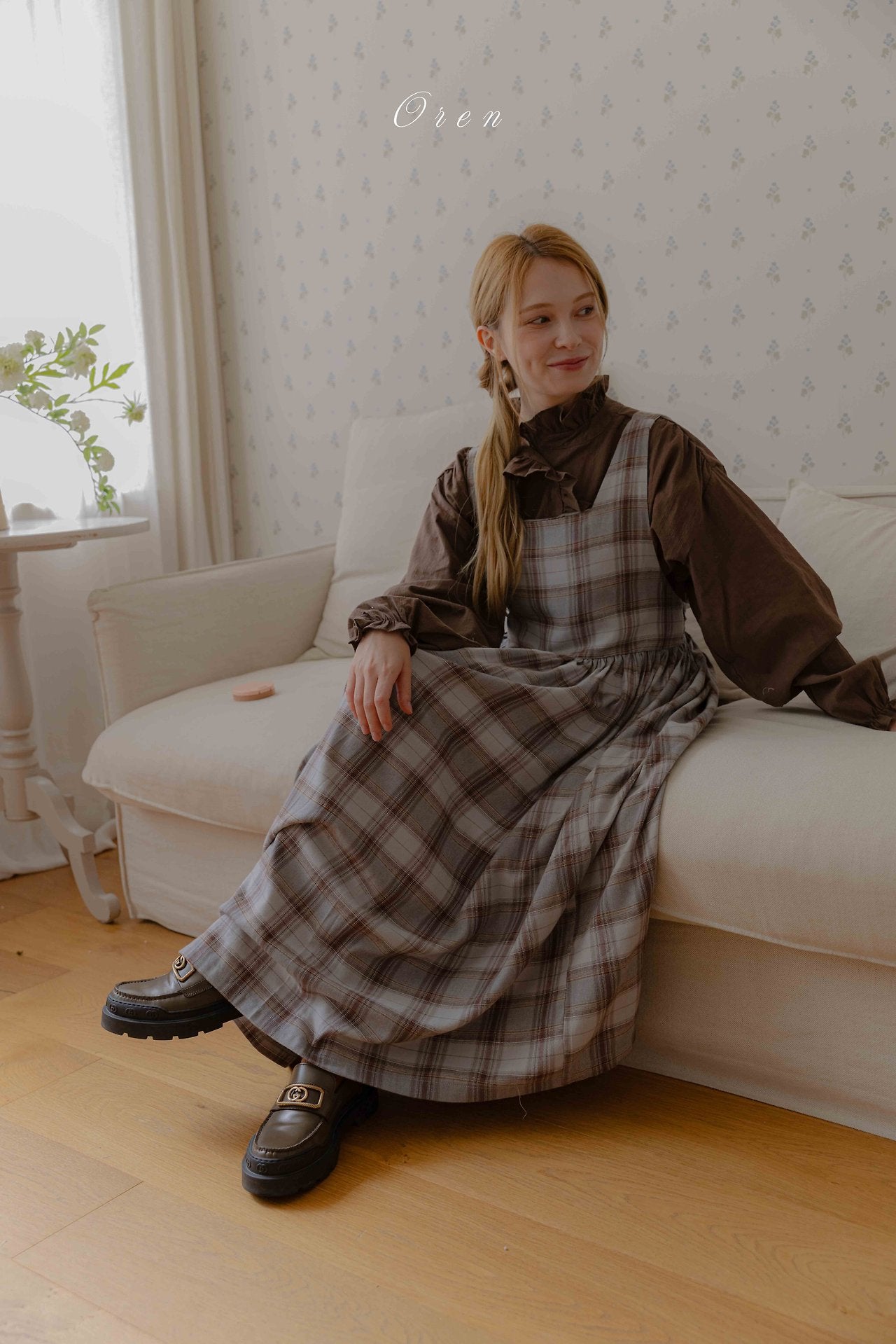 ［OREN］Leo classic check one-piece (mom)
