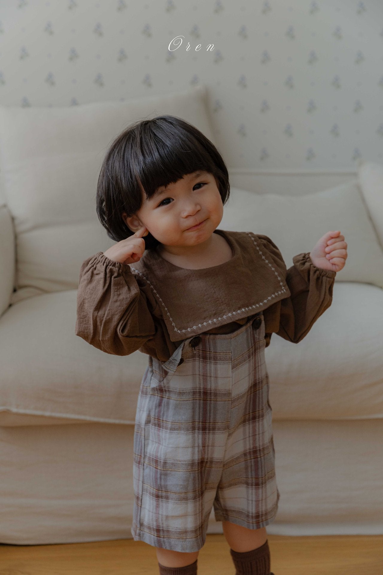 ［OREN］Leo classic check overalls