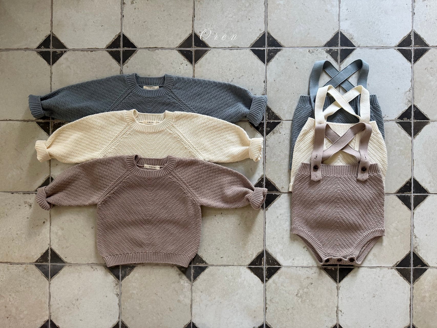 ［OREN］Roen knit sweater & overall set