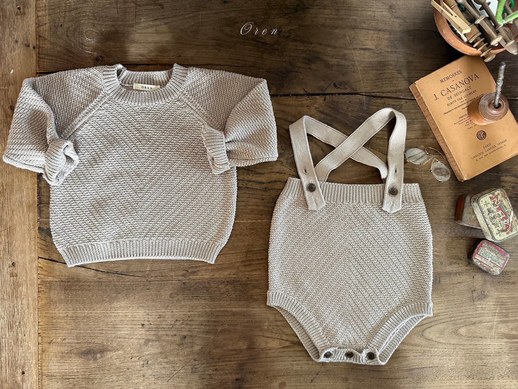 ［OREN］Roen knit sweater & overall set