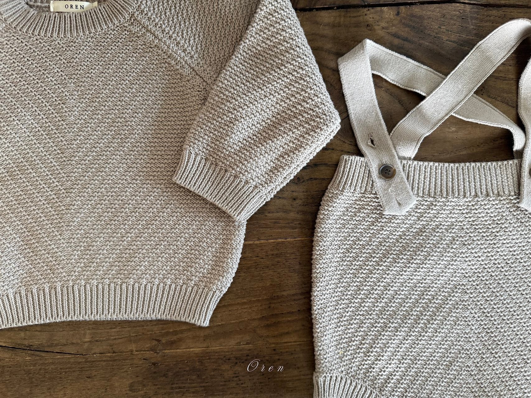 ［OREN］Roen knit sweater & overall set