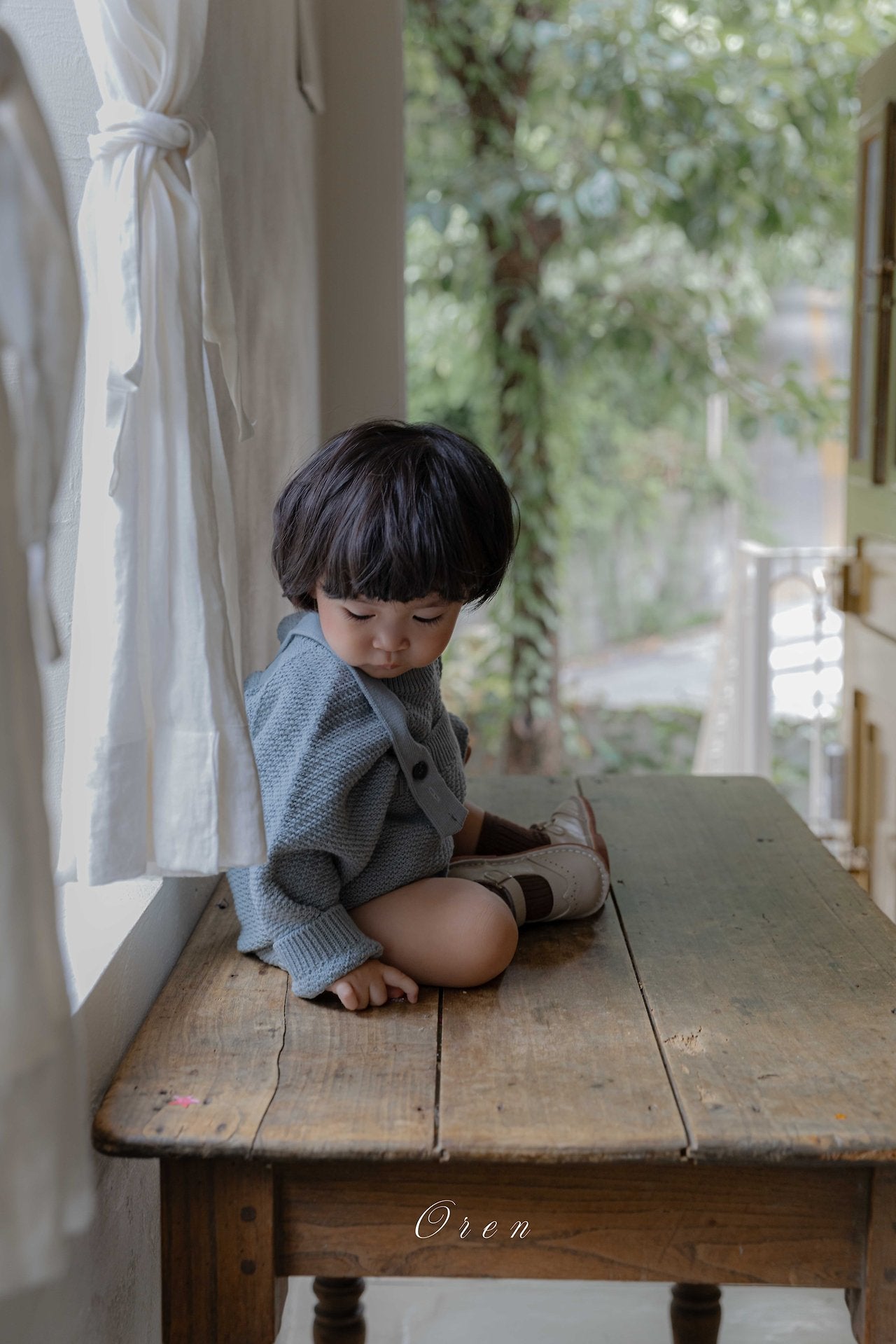 ［OREN］Roen knit sweater & overall set