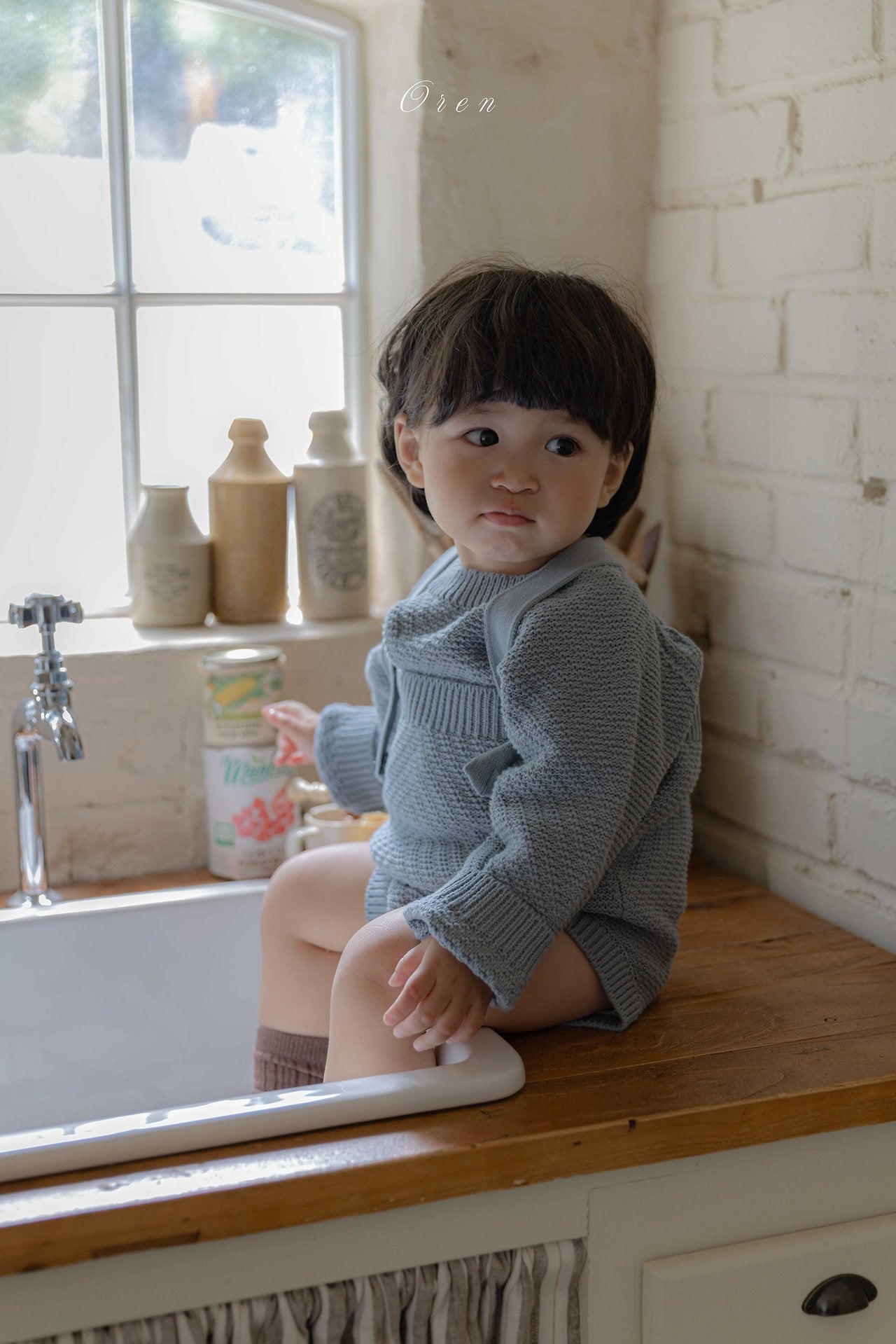 ［OREN］Roen knit sweater & overall set