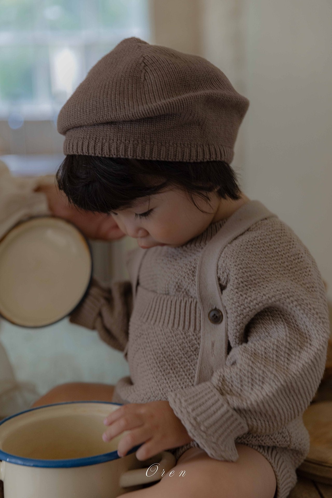［OREN］Roen knit sweater & overall set