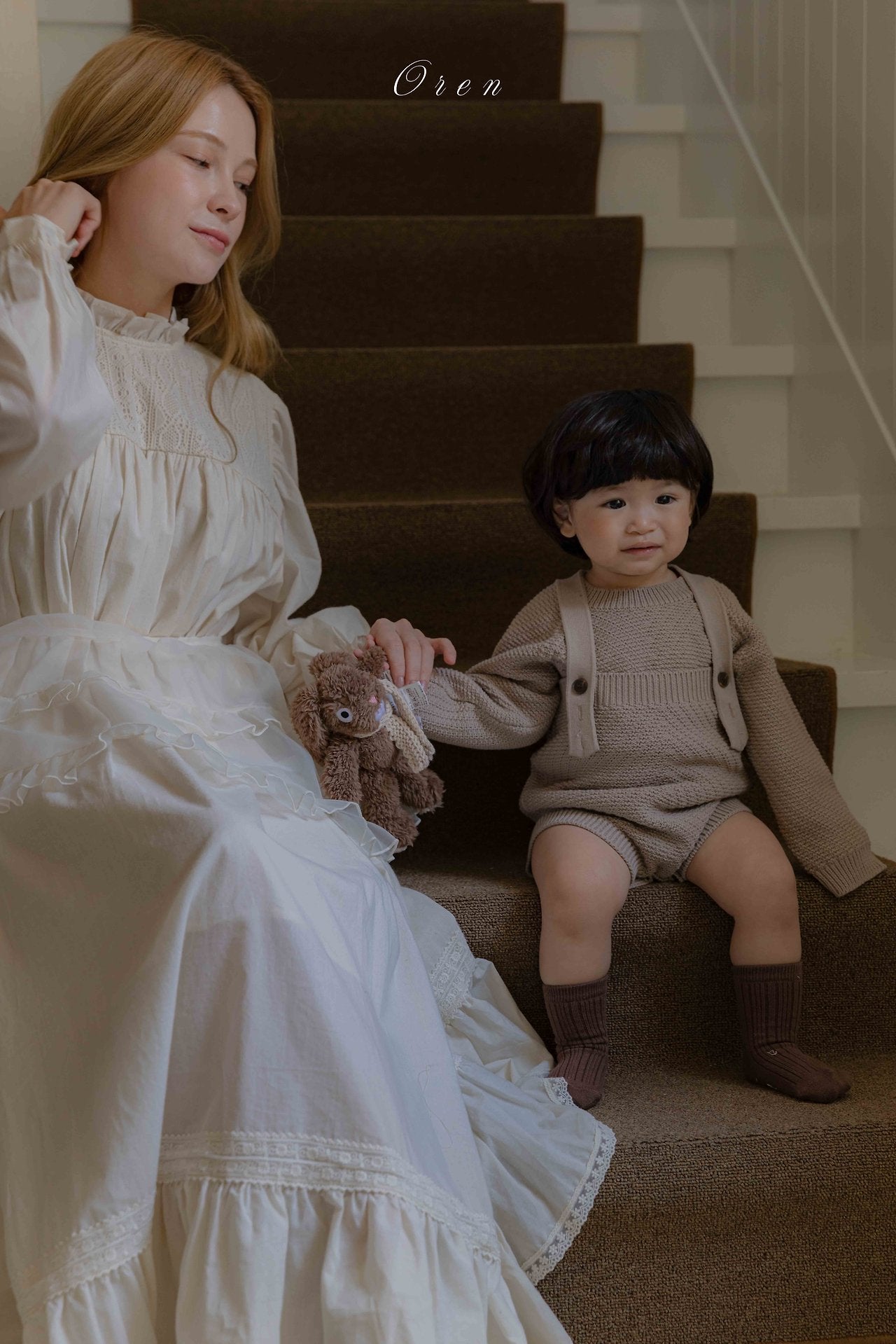 ［OREN］Roen knit sweater & overall set