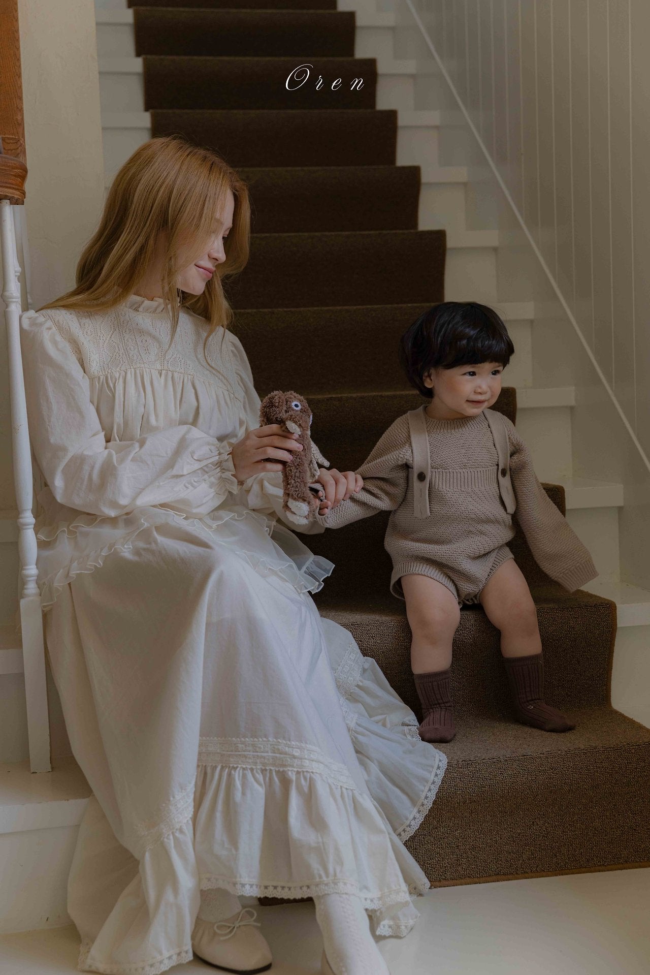 ［OREN］Roen knit sweater & overall set