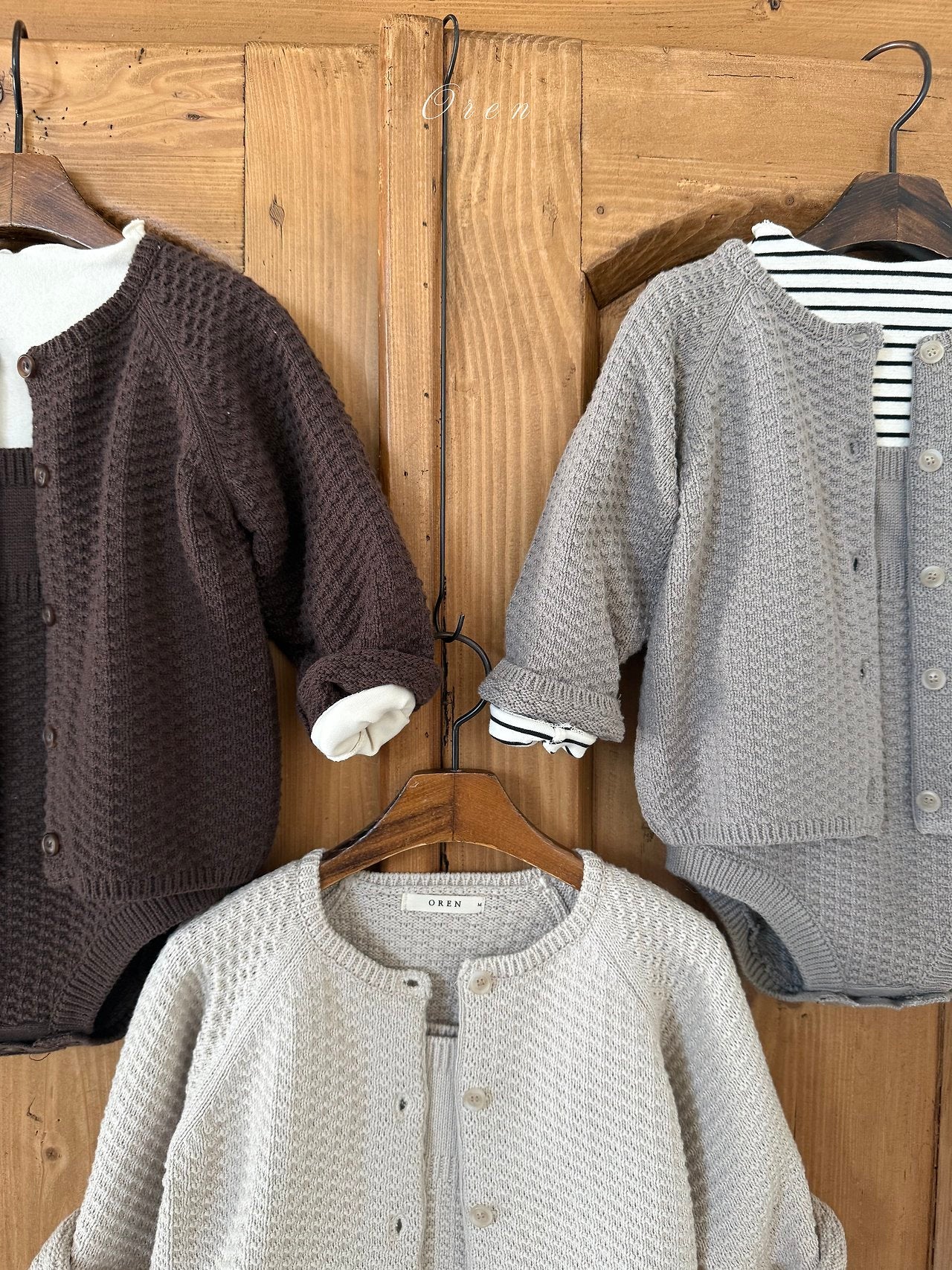 ［OREN］Bruno knit cardigan & overall set