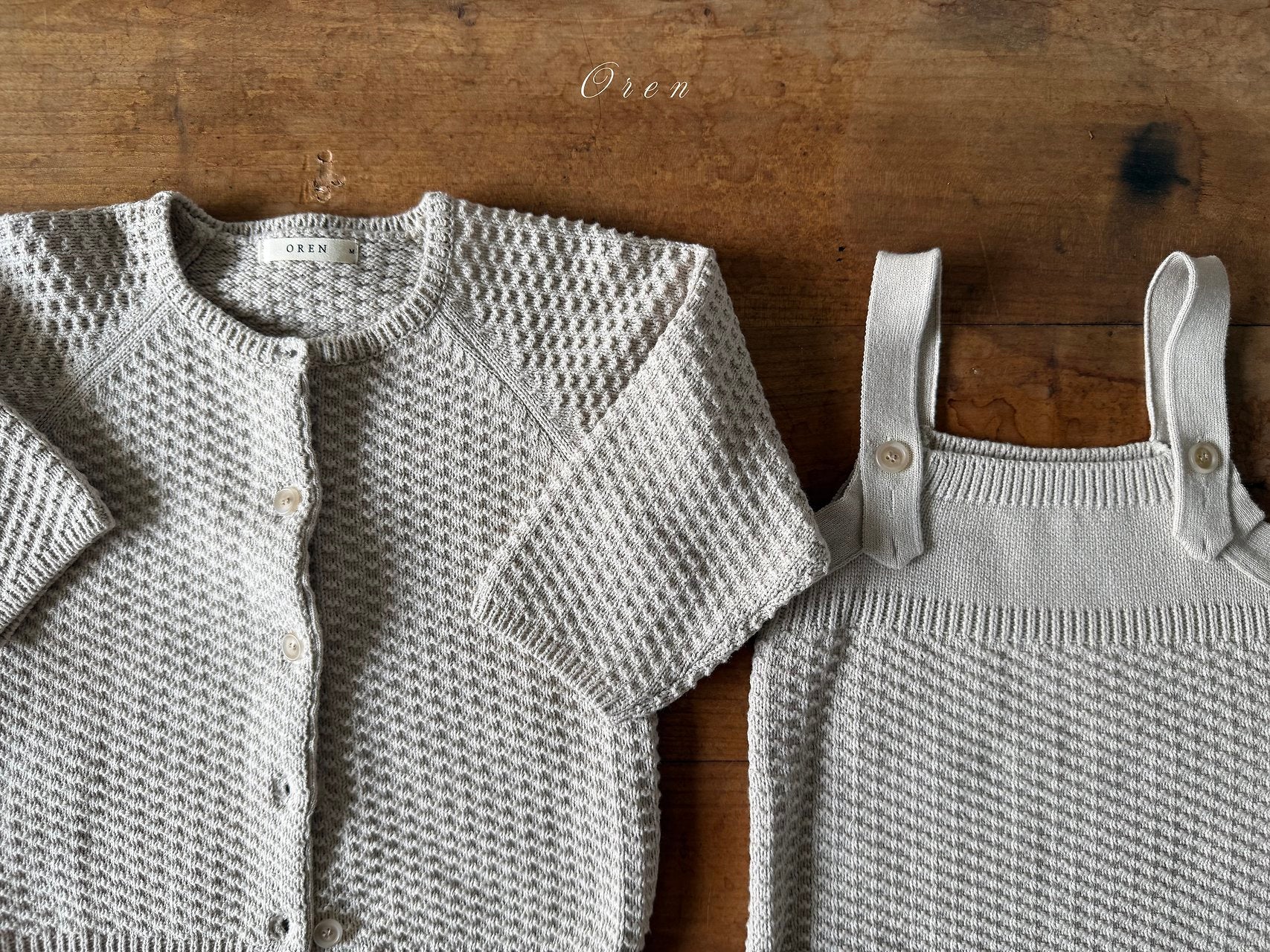 ［OREN］Bruno knit cardigan & overall set