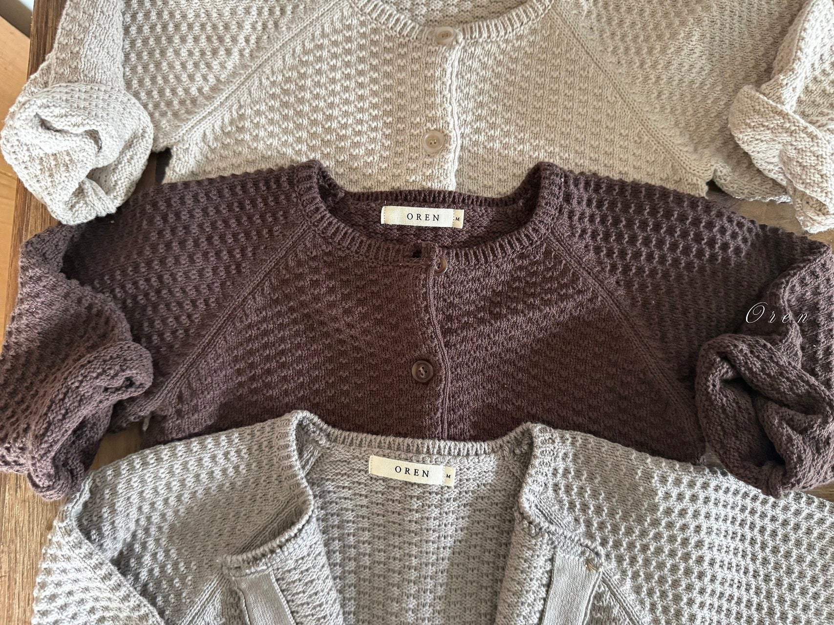 ［OREN］Bruno knit cardigan & overall set