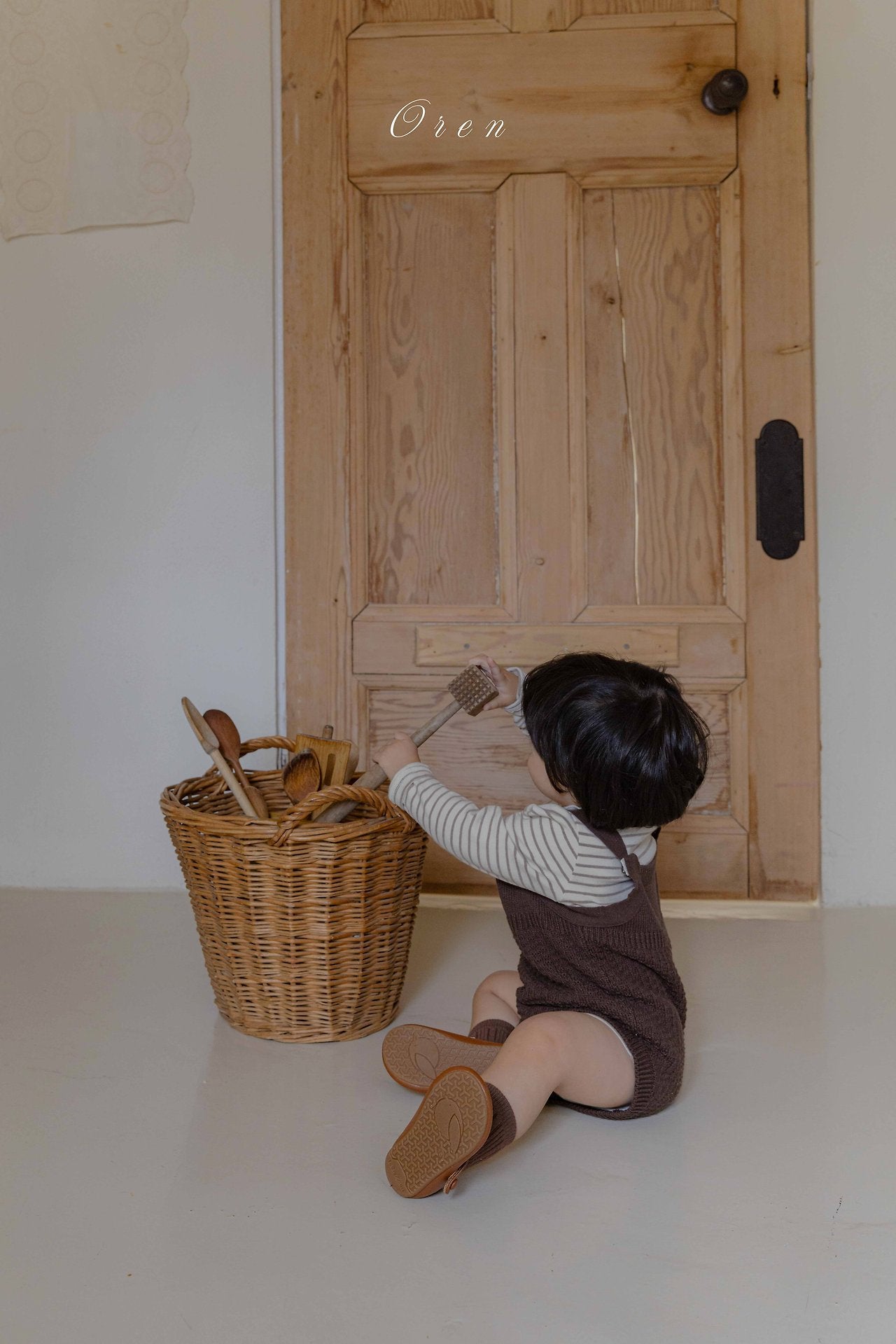 ［OREN］Bruno knit cardigan & overall set