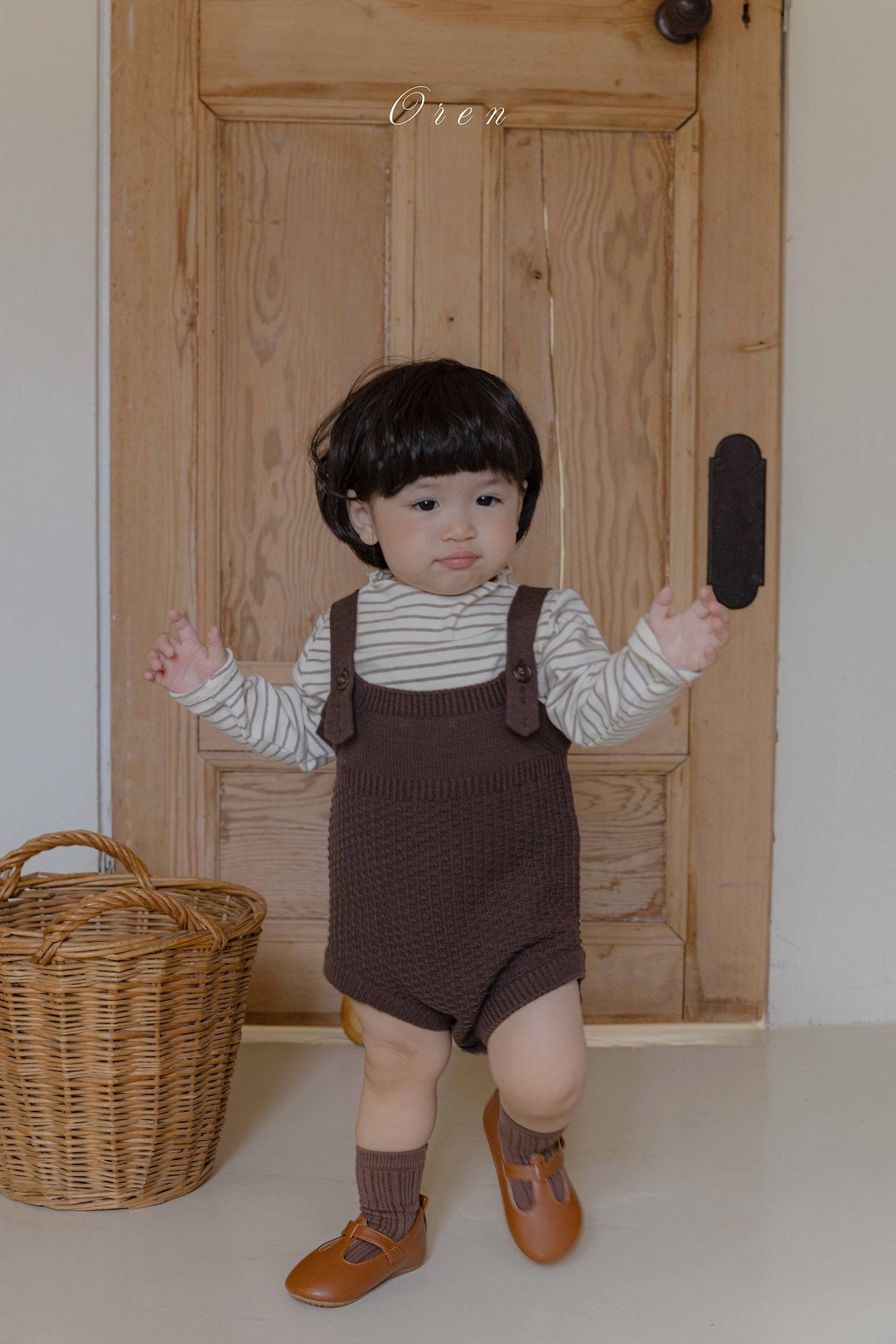 ［OREN］Bruno knit cardigan & overall set