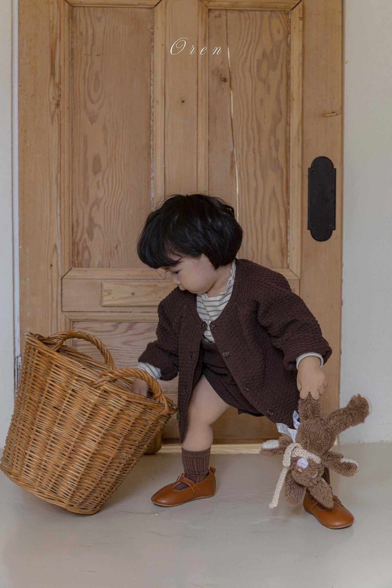 ［OREN］Bruno knit cardigan & overall set