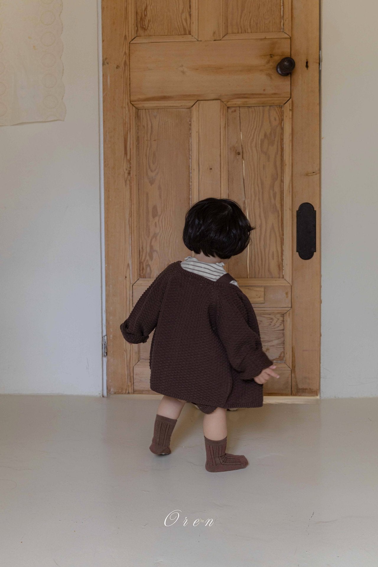 ［OREN］Bruno knit cardigan & overall set