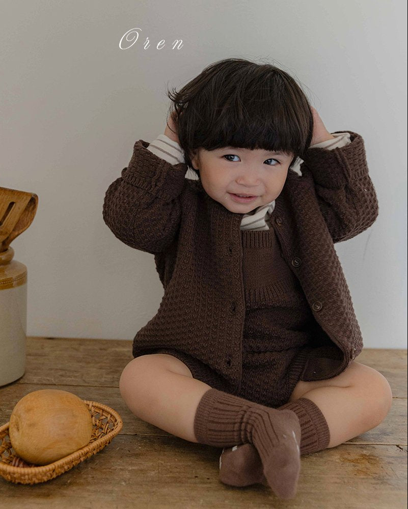 ［OREN］Bruno knit cardigan & overall set