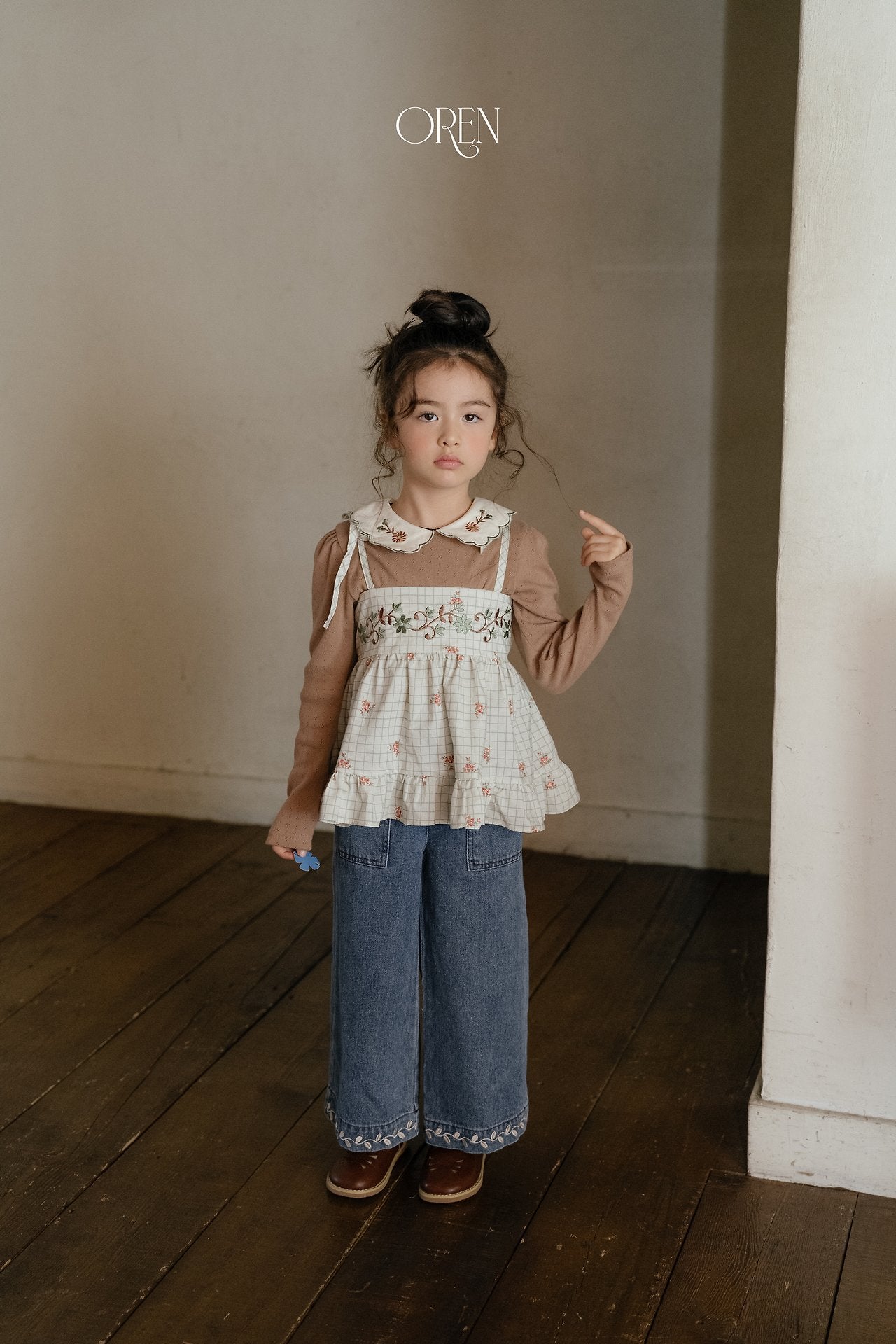 ［OREN］Cecil eyelet collar tee