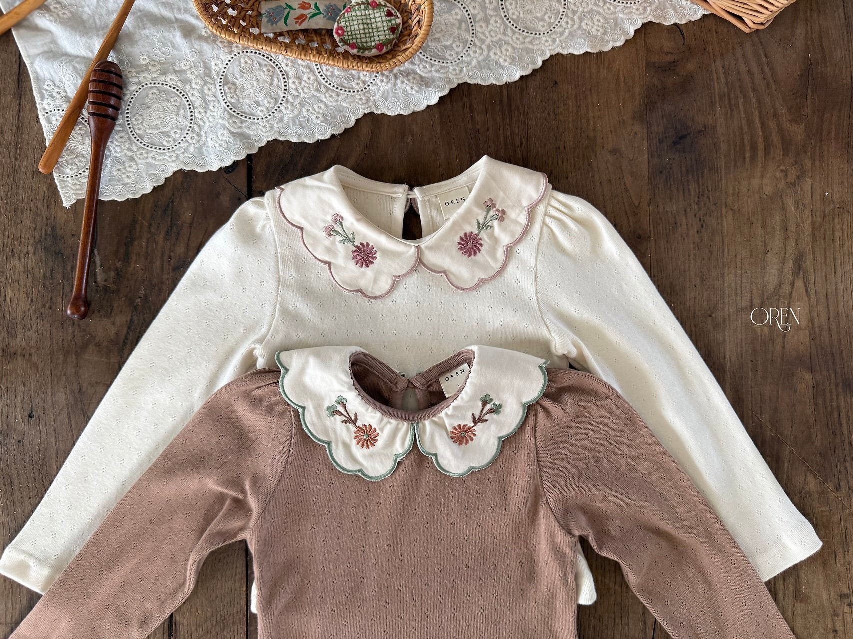 ［OREN］Cecil eyelet collar tee