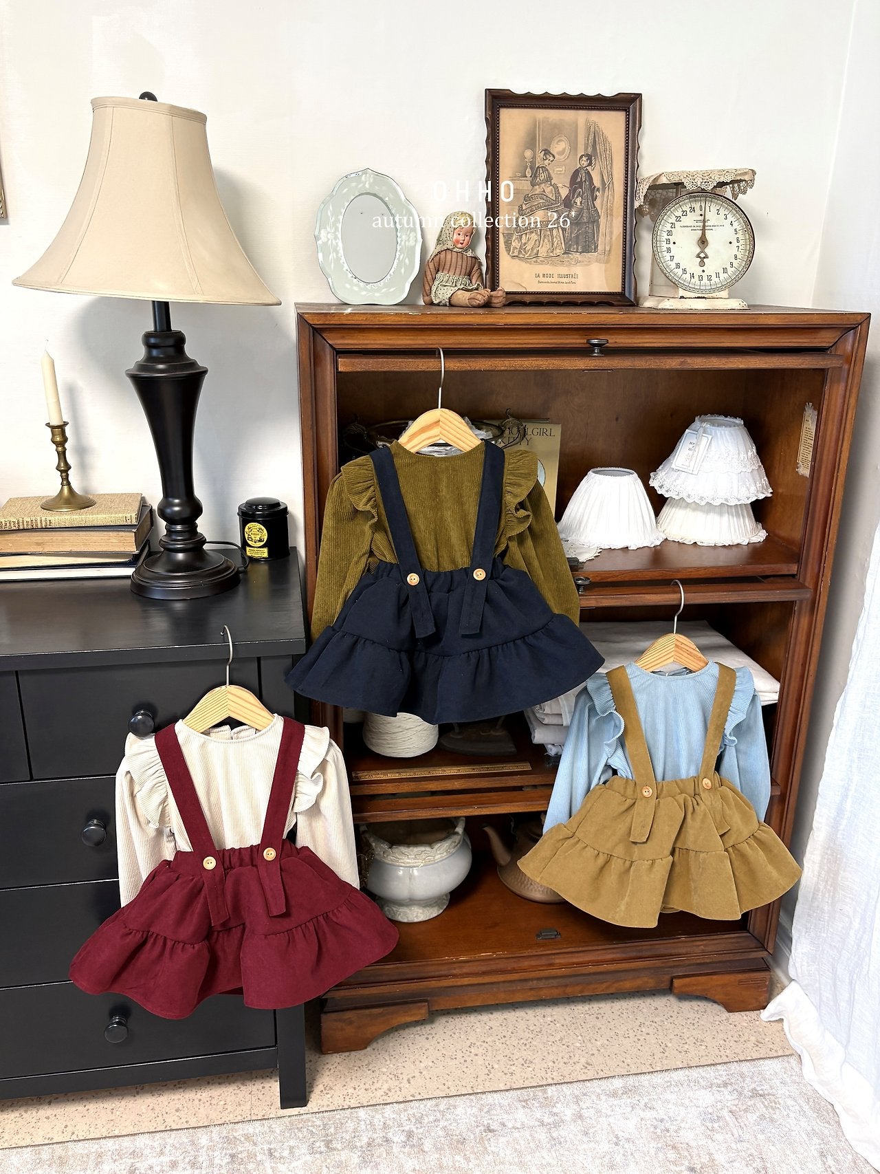 ［ohho］French shirring strap skirt