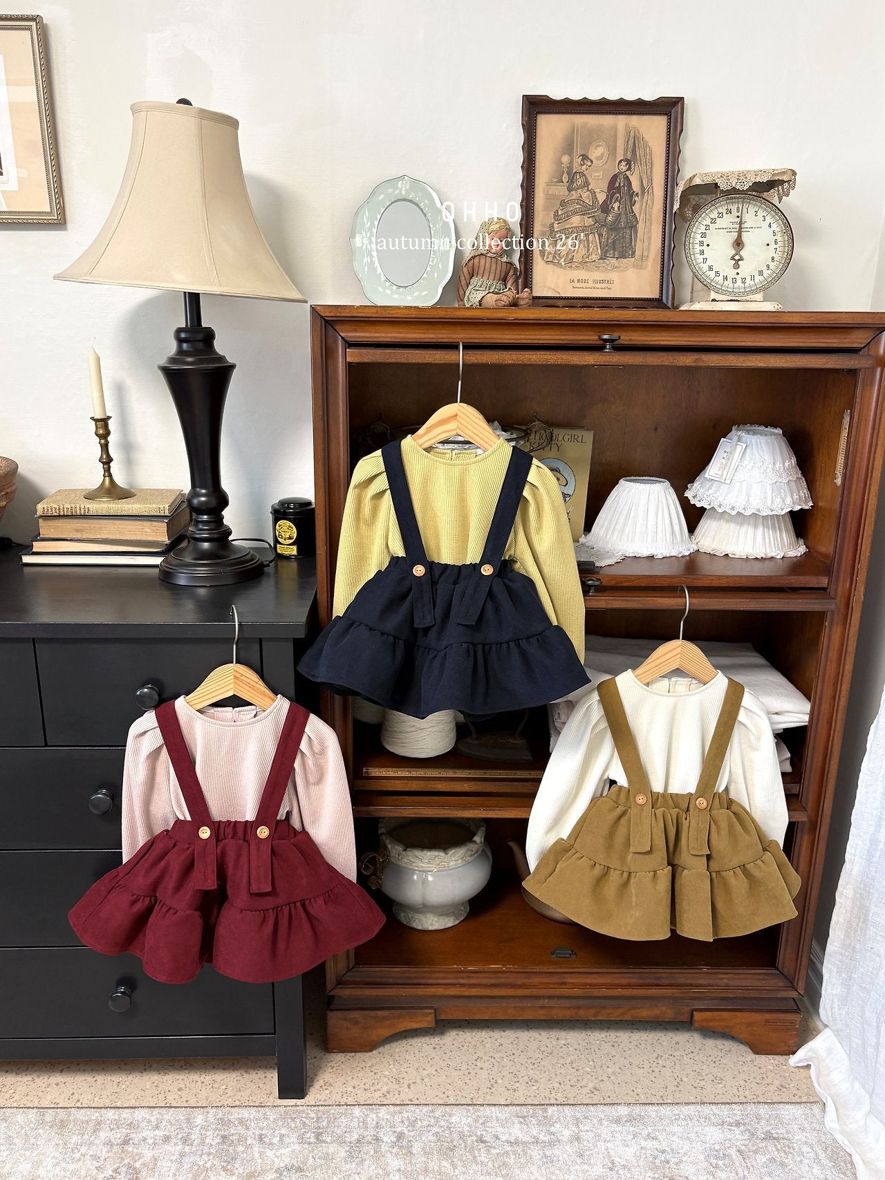 ［ohho］French shirring strap skirt