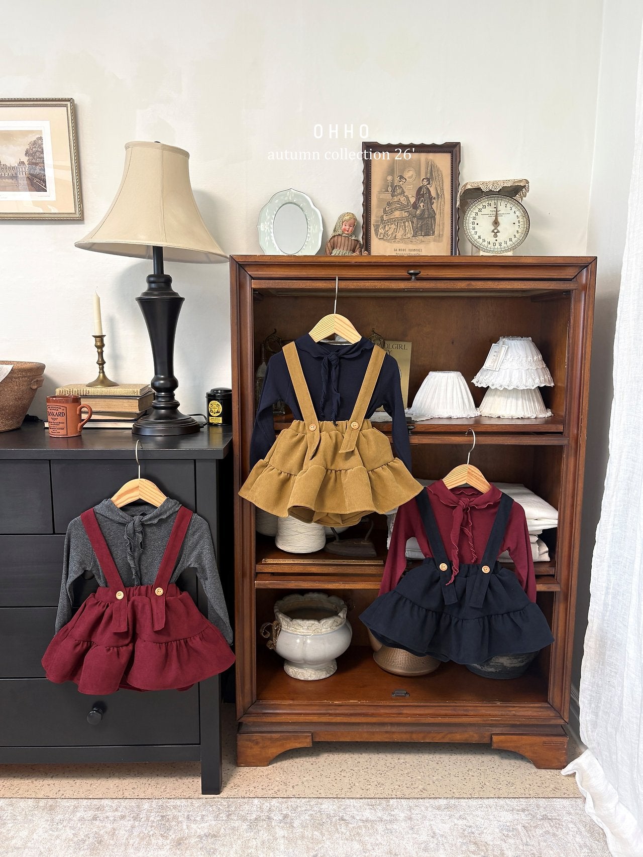 ［ohho］French shirring strap skirt