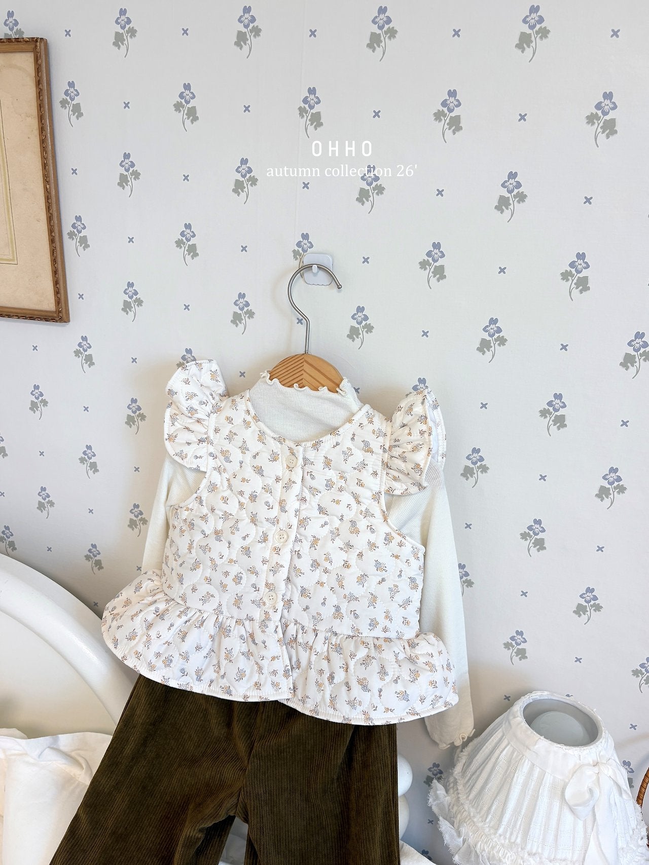 ［ohho］Rose quilte frill vest