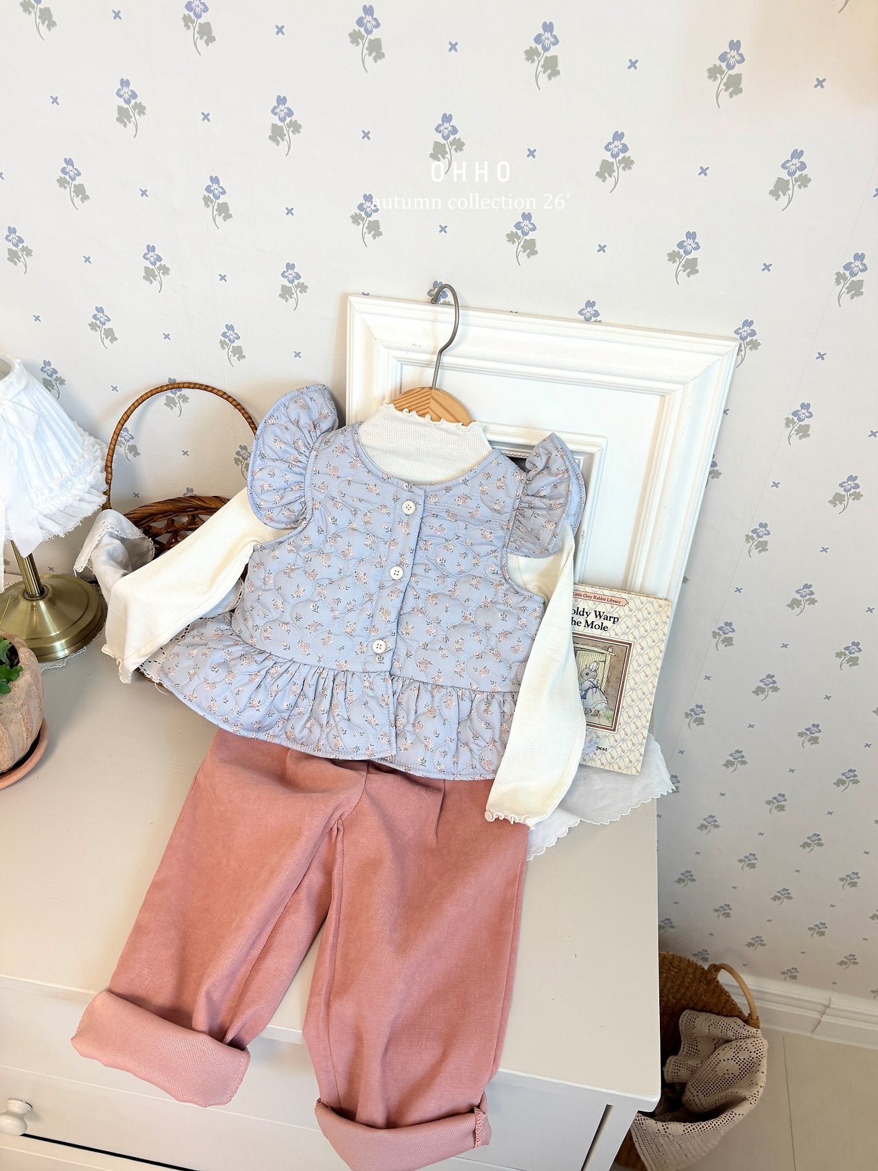［ohho］Rose quilte frill vest