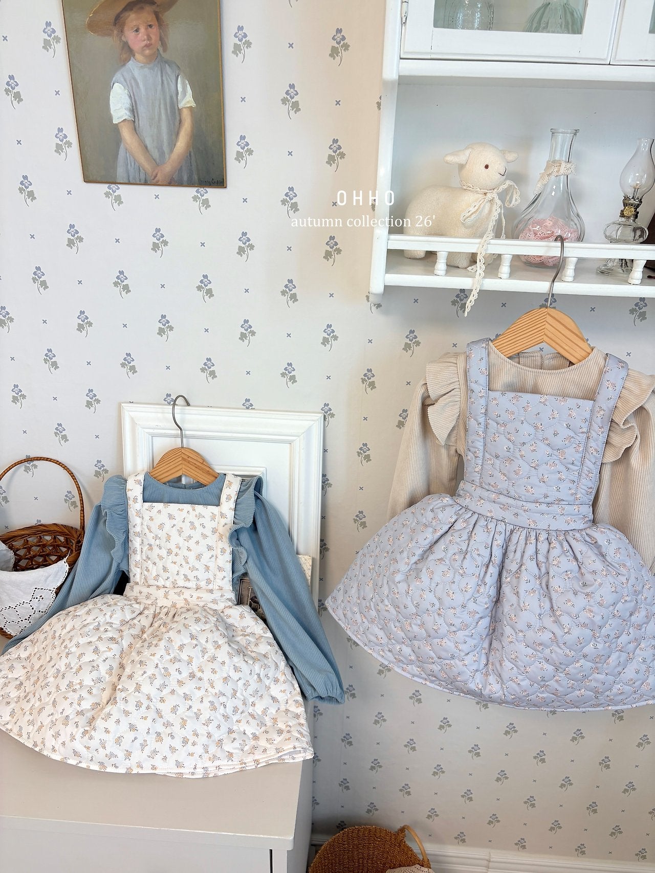 ［ohho］Rose quilte suspender skirt