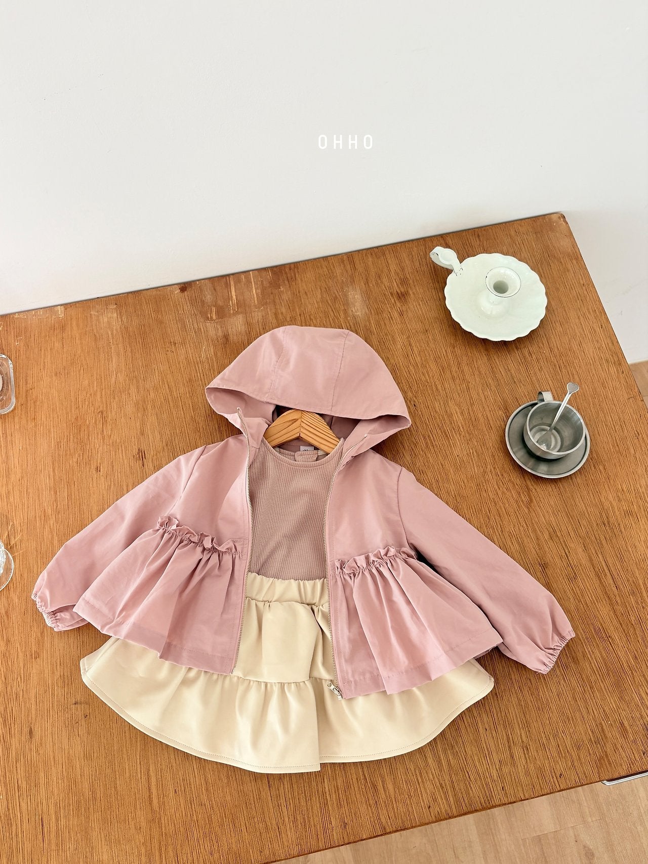 ［ohho］Leather shirring skirt
