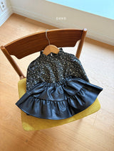 ［ohho］Leather shirring skirt
