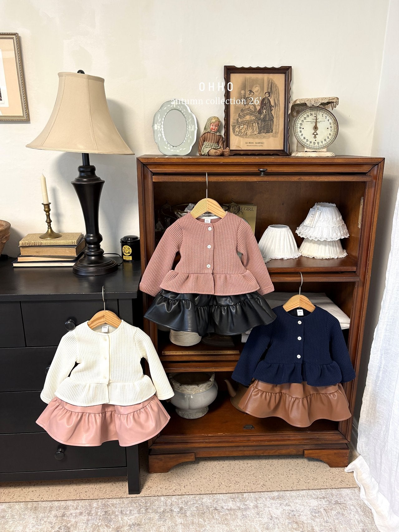 ［ohho］Leather shirring skirt